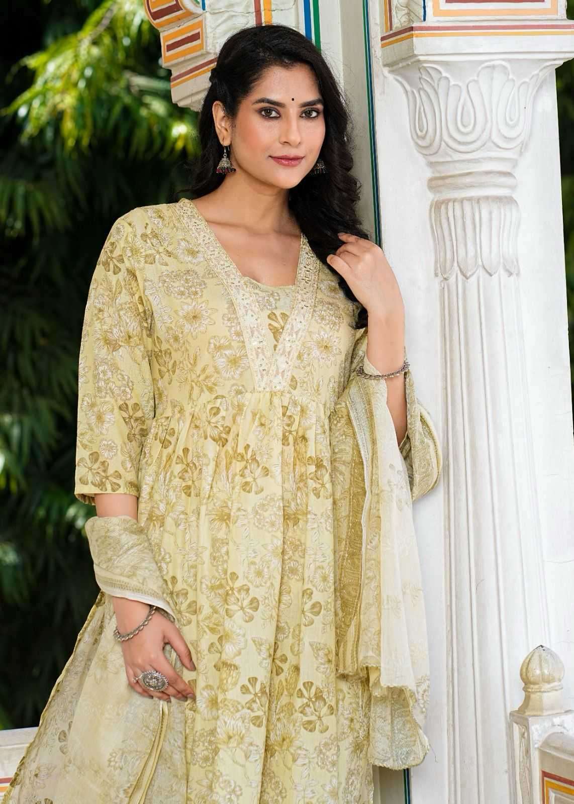 pr heritage nyra 3pcs set work adorable readymade nayra cut salwar suit