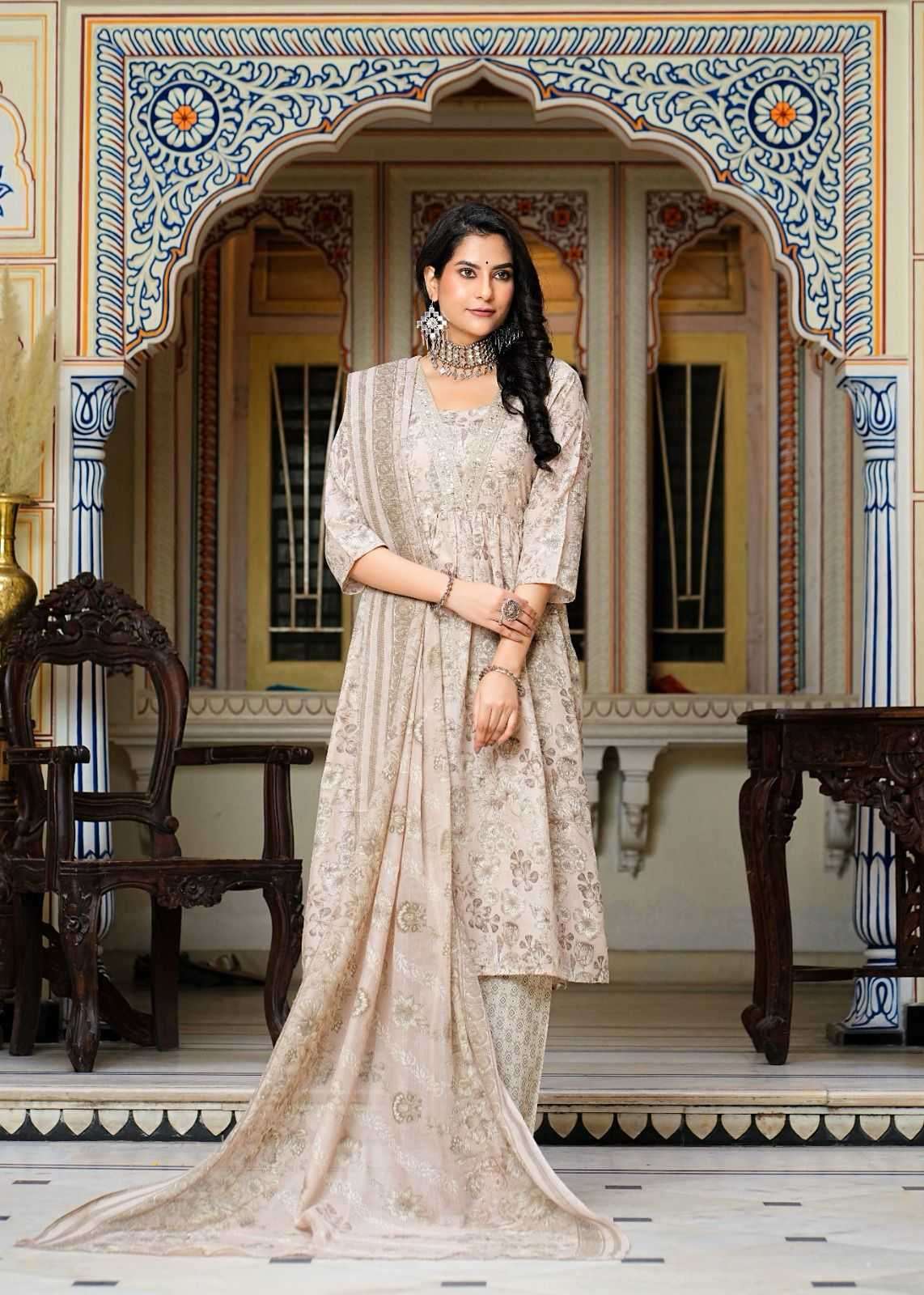 pr heritage nyra 3pcs set work adorable readymade nayra cut salwar suit