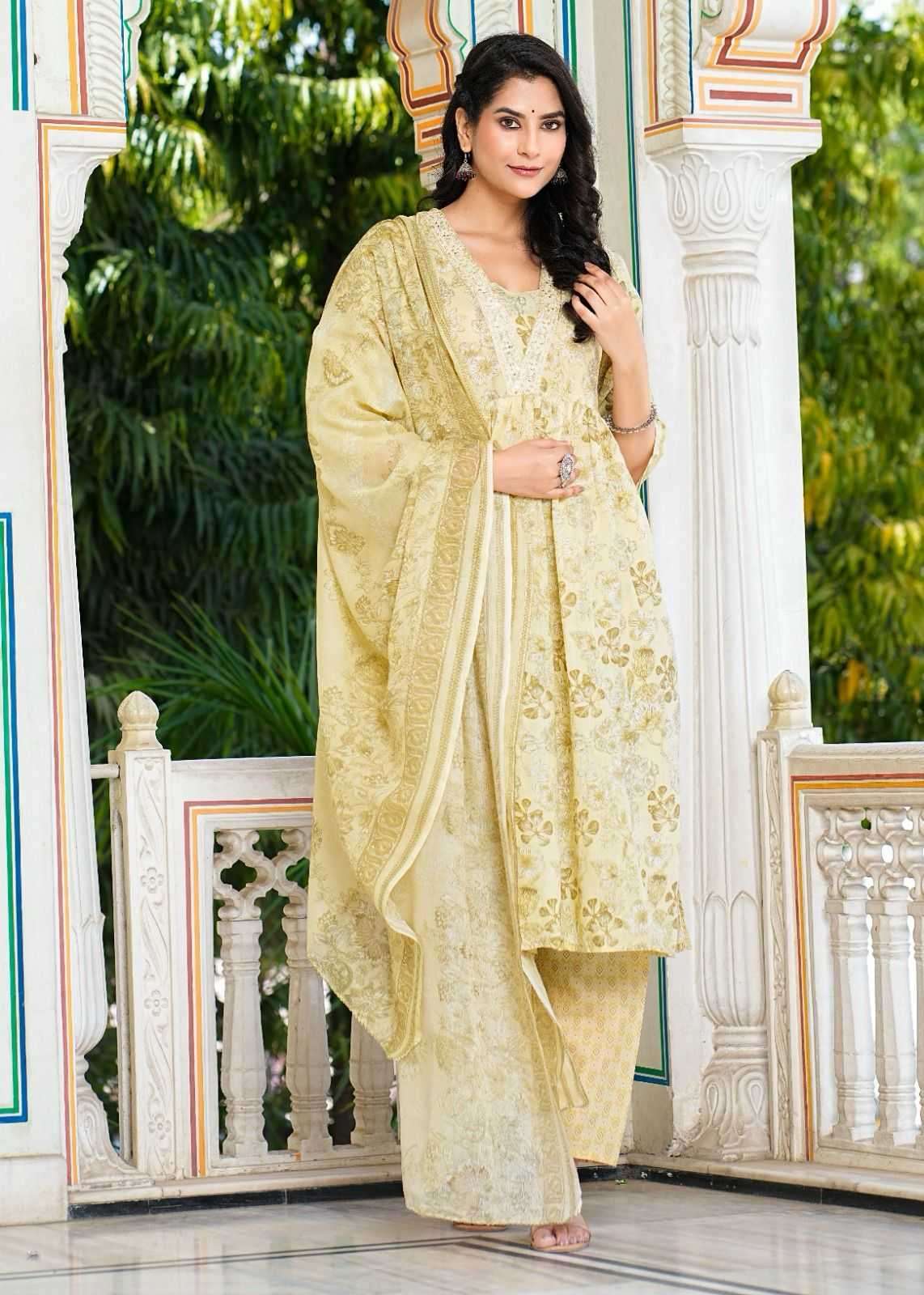 pr heritage nyra 3pcs set work adorable readymade nayra cut salwar suit