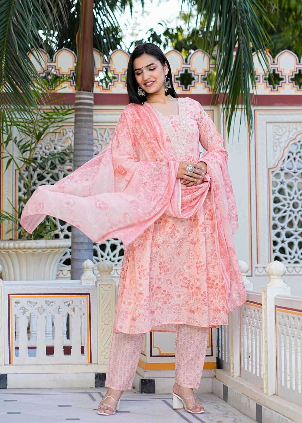 pr heritage nyra 3pcs set work adorable readymade nayra cut salwar suit