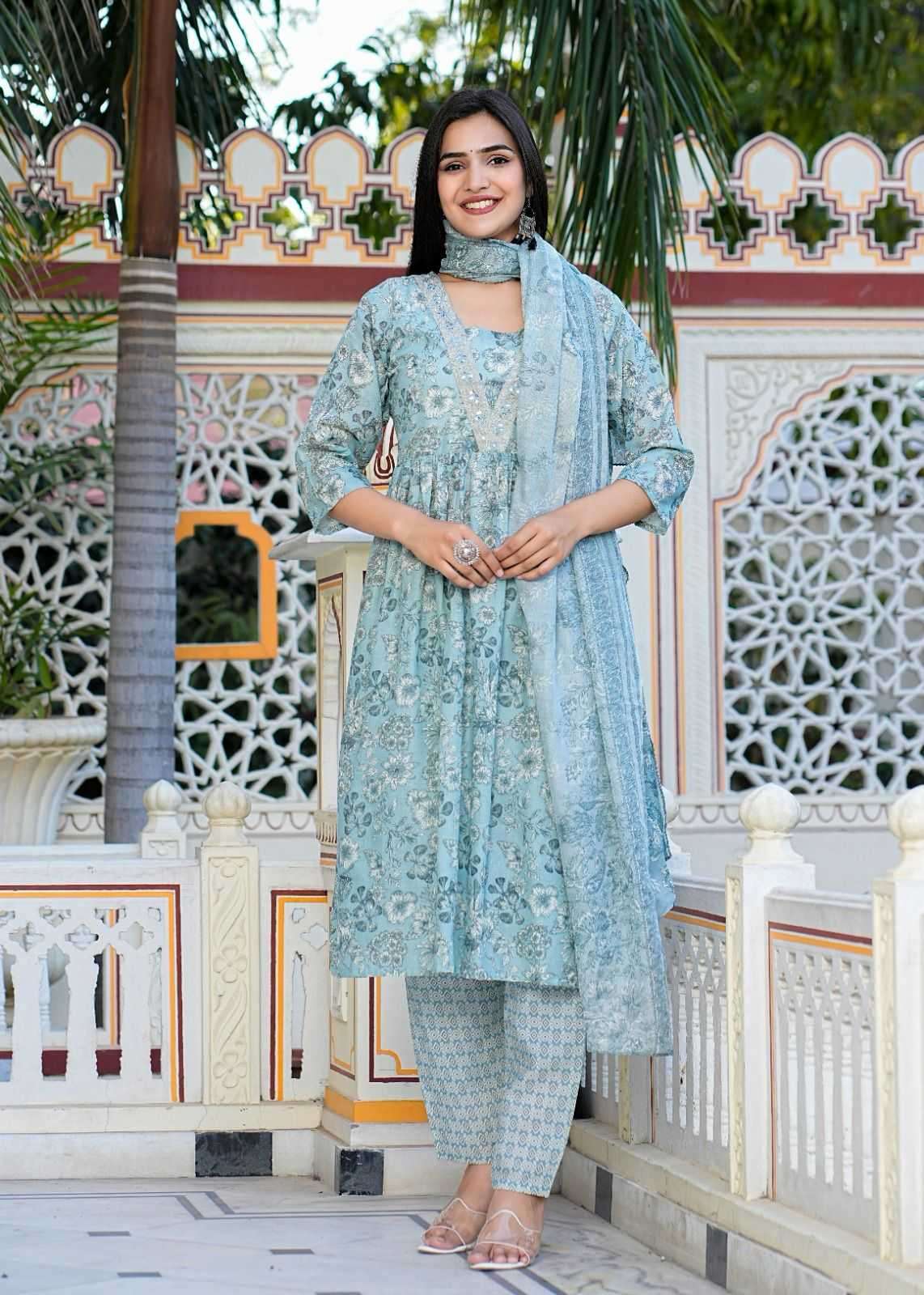 pr heritage nyra 3pcs set work adorable readymade nayra cut salwar suit