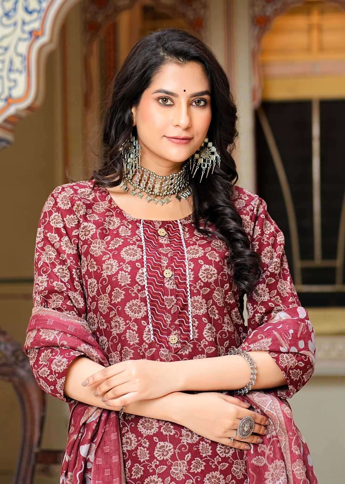 pr heritage slub cotton 3pcs fullstitch salwar kameez combo set