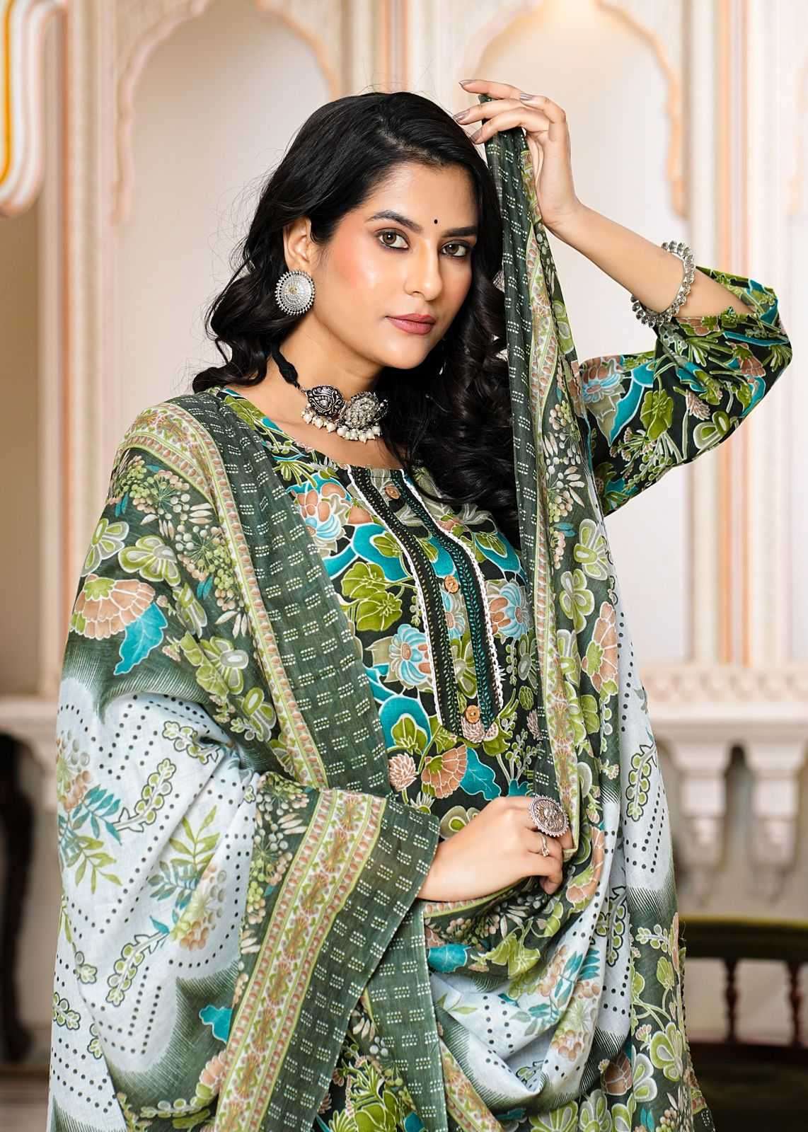 pr heritage slub cotton 3pcs fullstitch salwar kameez combo set