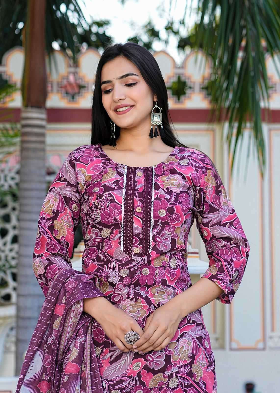 pr heritage slub cotton 3pcs fullstitch salwar kameez combo set