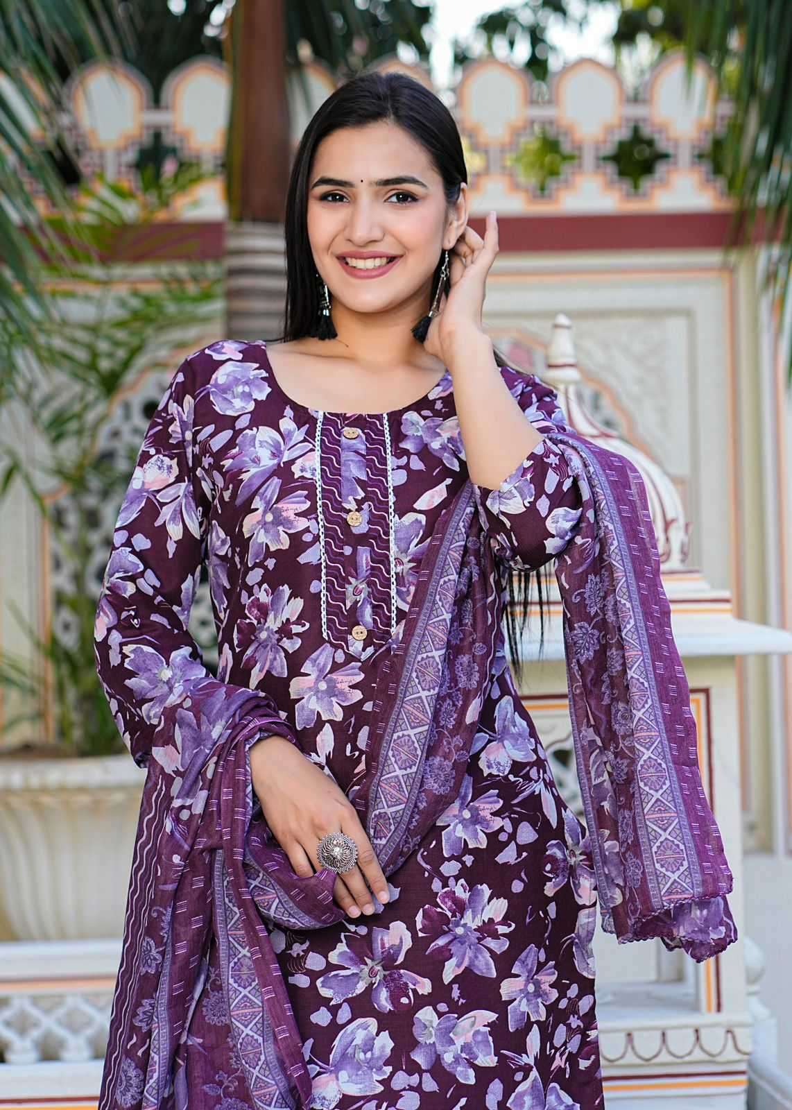 pr heritage slub cotton 3pcs fullstitch salwar kameez combo set