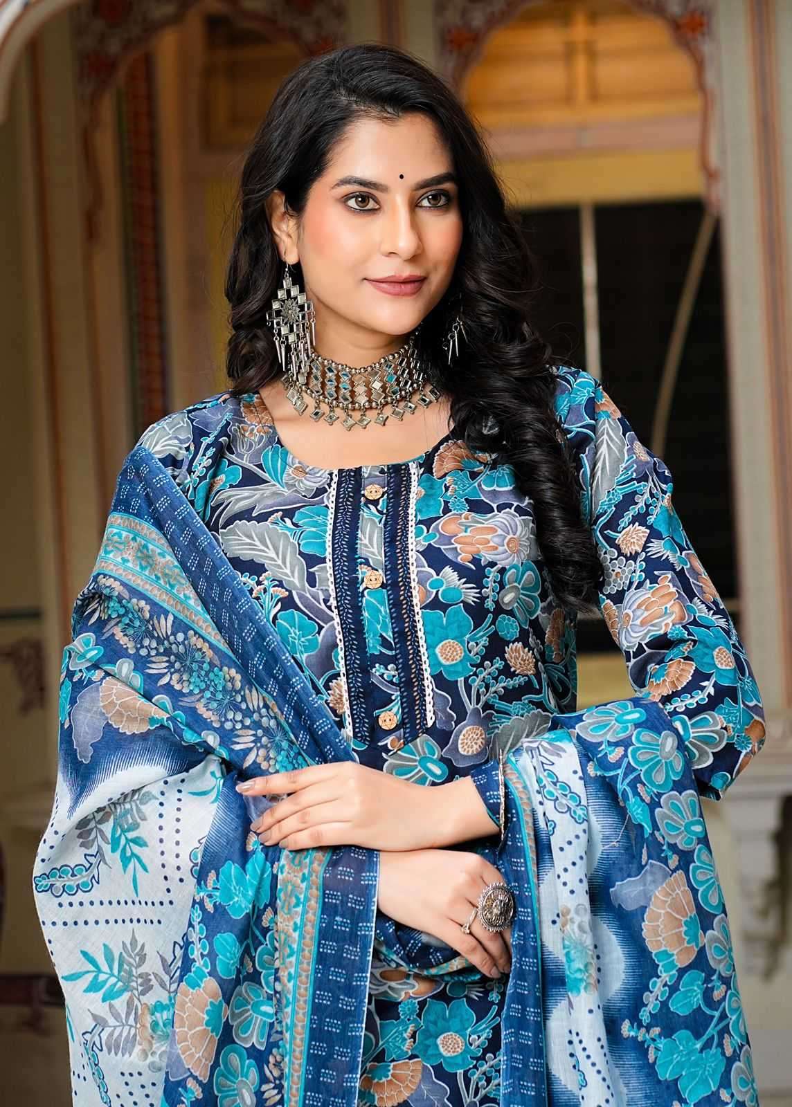 pr heritage slub cotton 3pcs fullstitch salwar kameez combo set