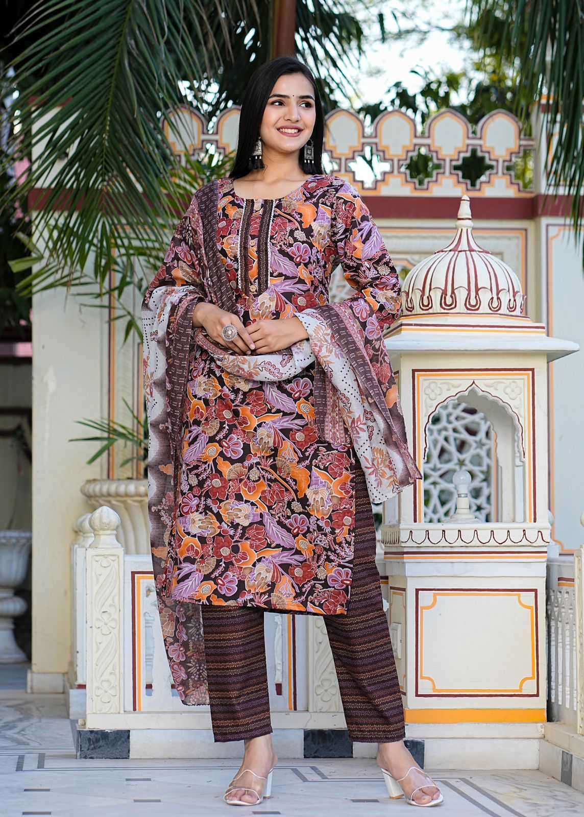 pr heritage slub cotton 3pcs fullstitch salwar kameez combo set