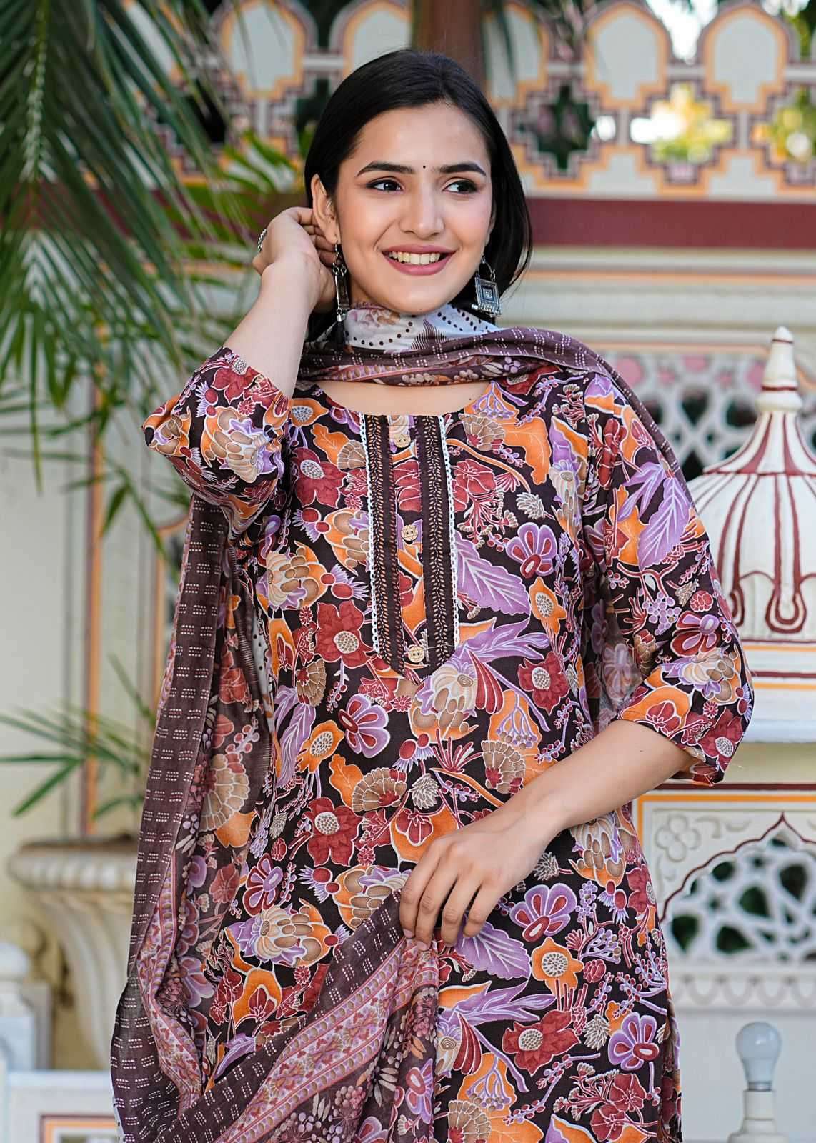 pr heritage slub cotton 3pcs fullstitch salwar kameez combo set