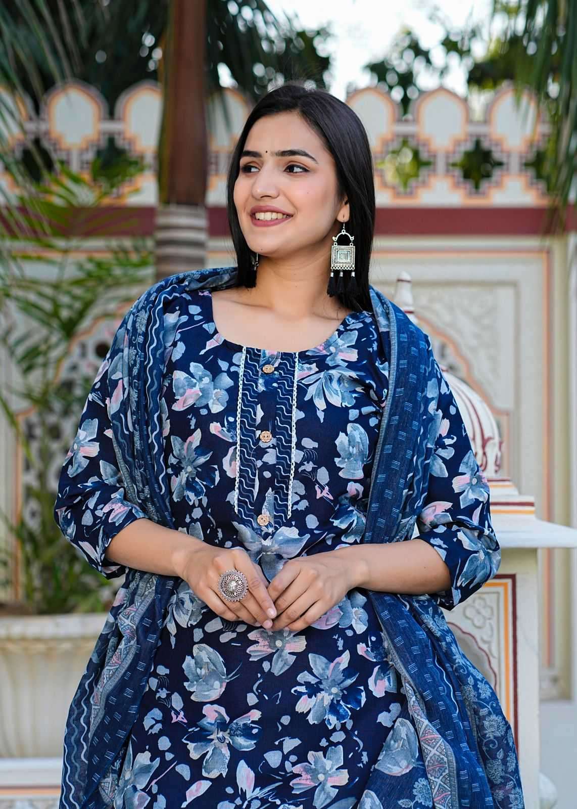 pr heritage slub cotton 3pcs fullstitch salwar kameez combo set