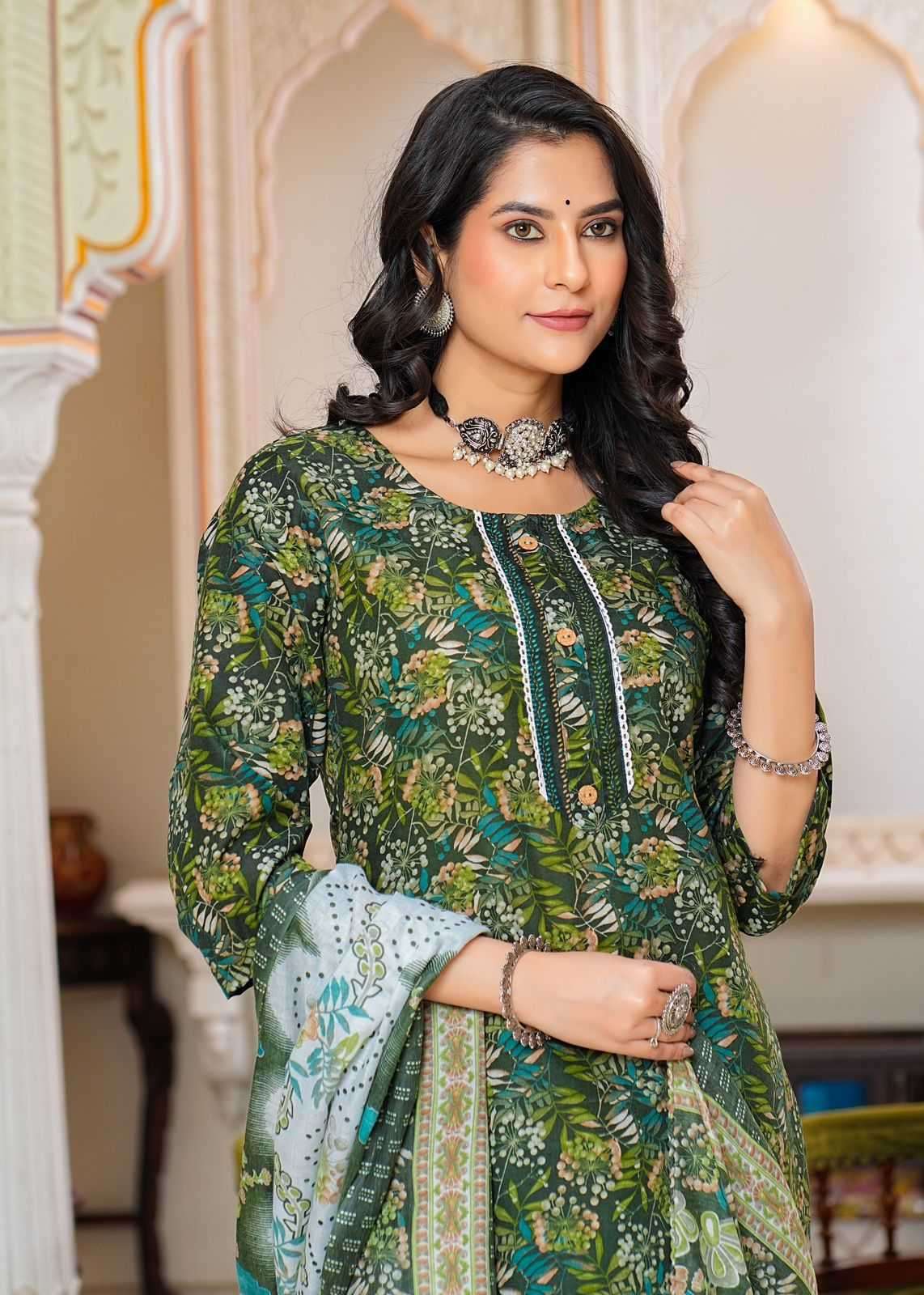pr heritage slub cotton 3pcs fullstitch salwar kameez combo set