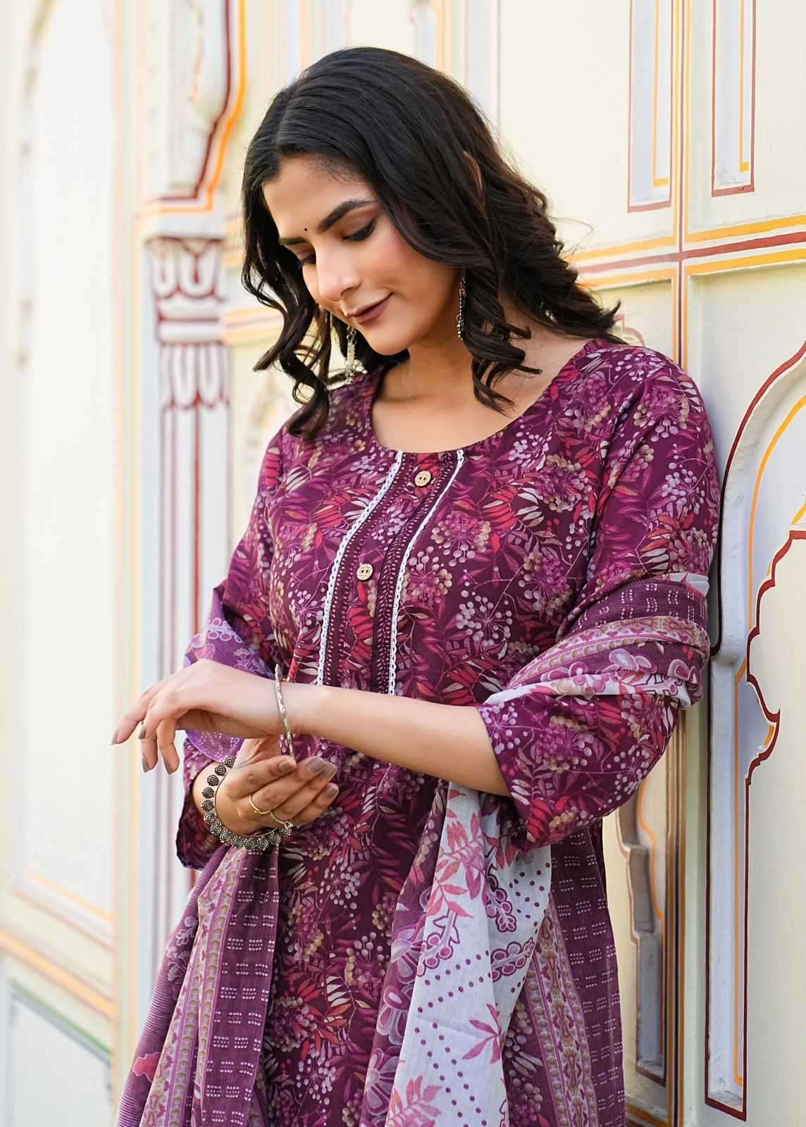 pr heritage slub cotton 3pcs fullstitch salwar kameez combo set