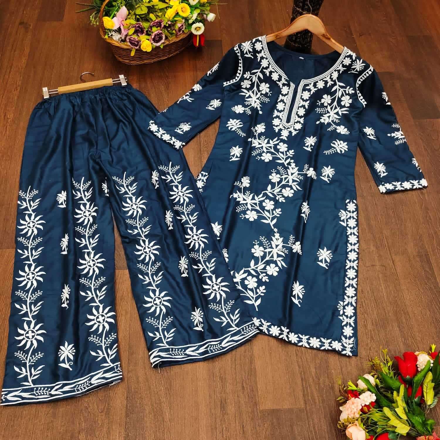 pr rasili nx readymade elegant embroidery work kurti pant plus sizes