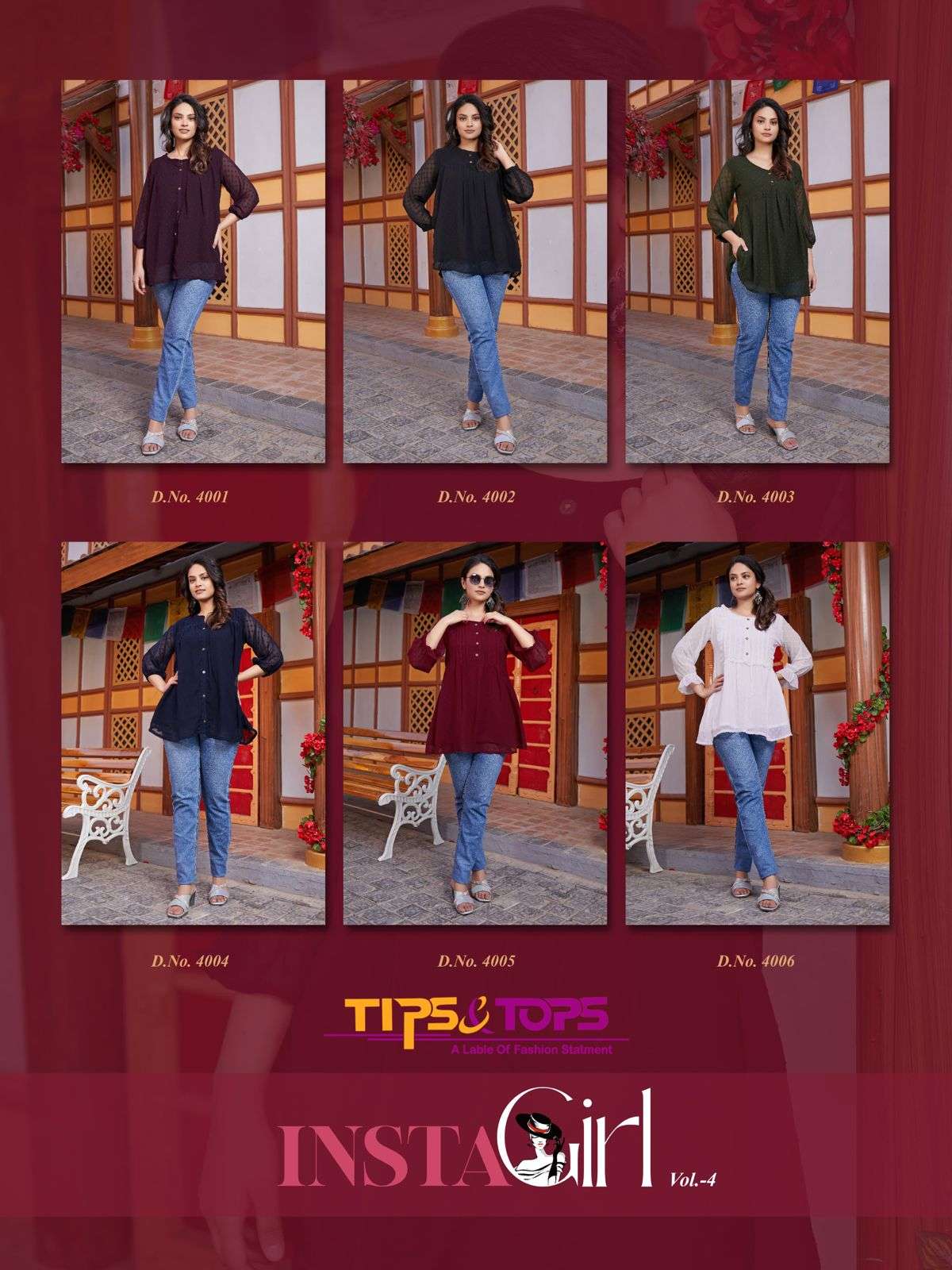 tips and tops instagirl vol 4 series Heavy Georgette kurti