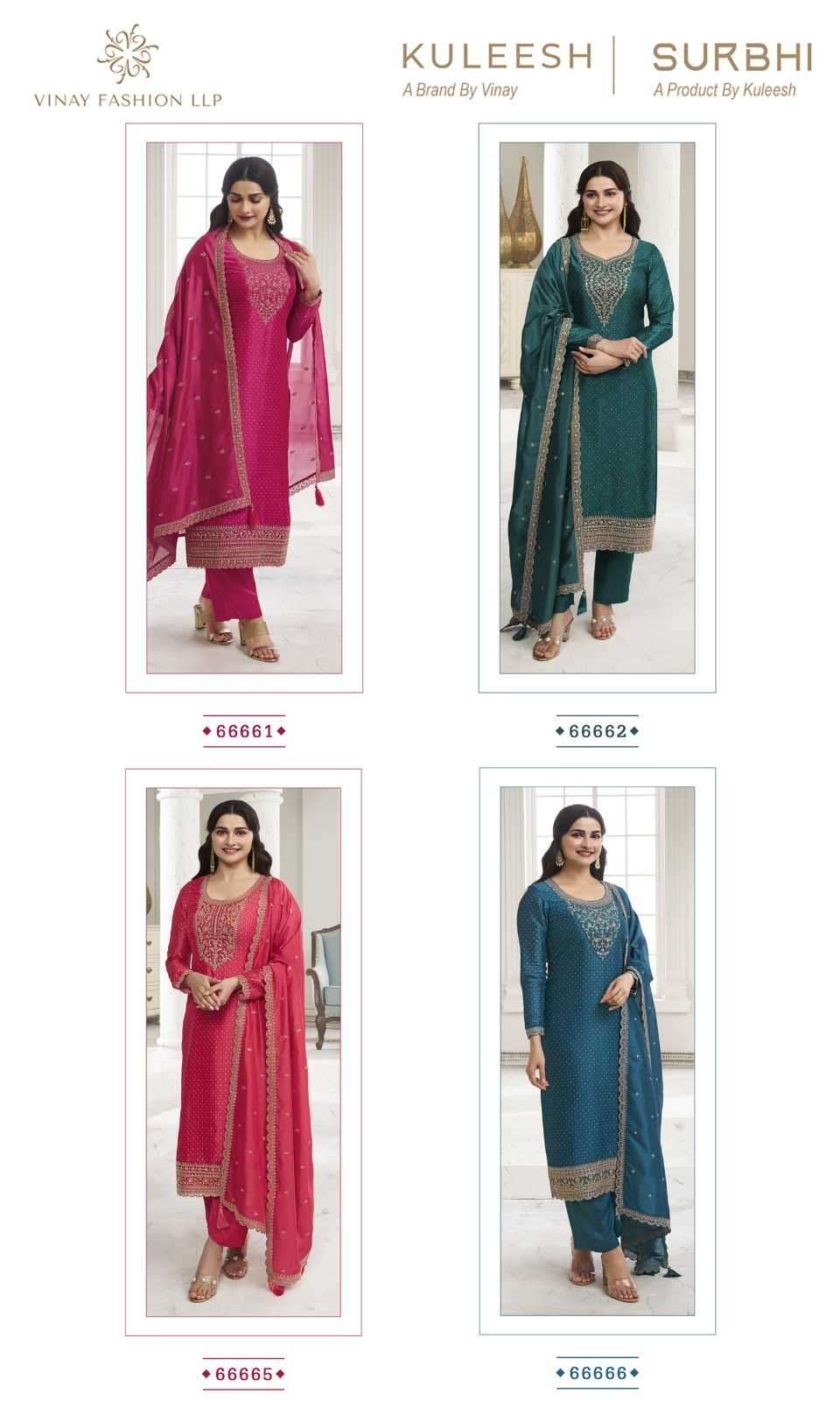 vinay kuleesh surbhi hitlist series 66661-66664 silk georgette suit 
