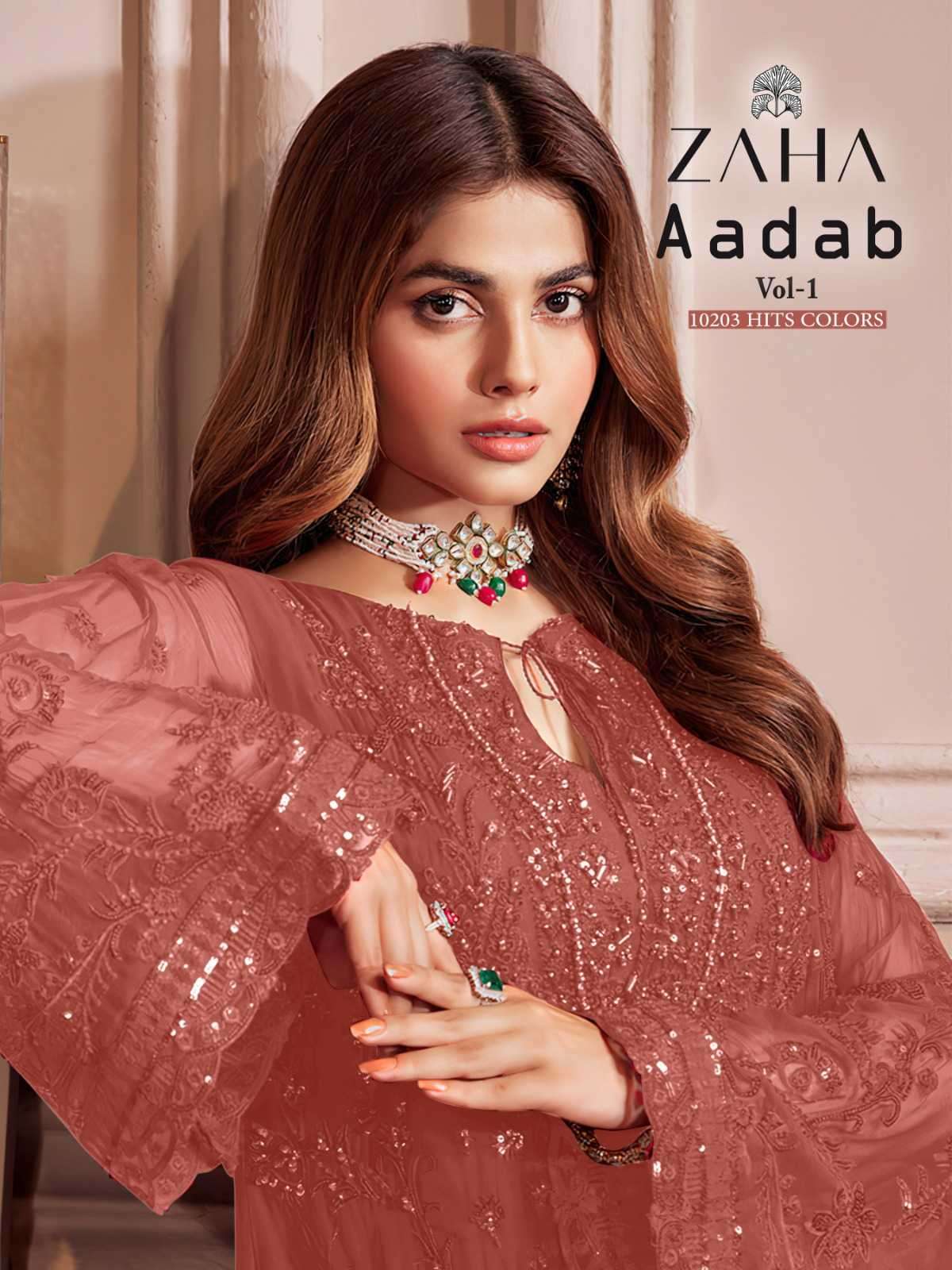 zaha aadab 10203 hits colors georgette suit