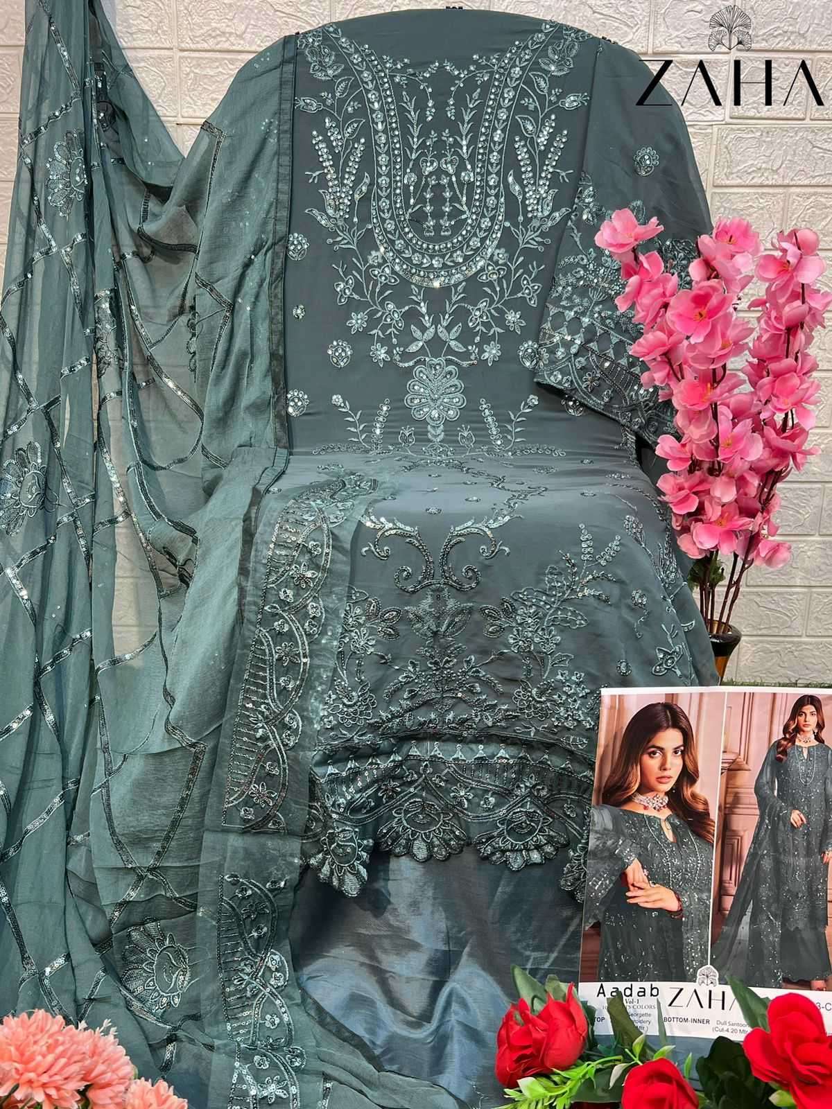 zaha aadab 10203 hits colors georgette suit