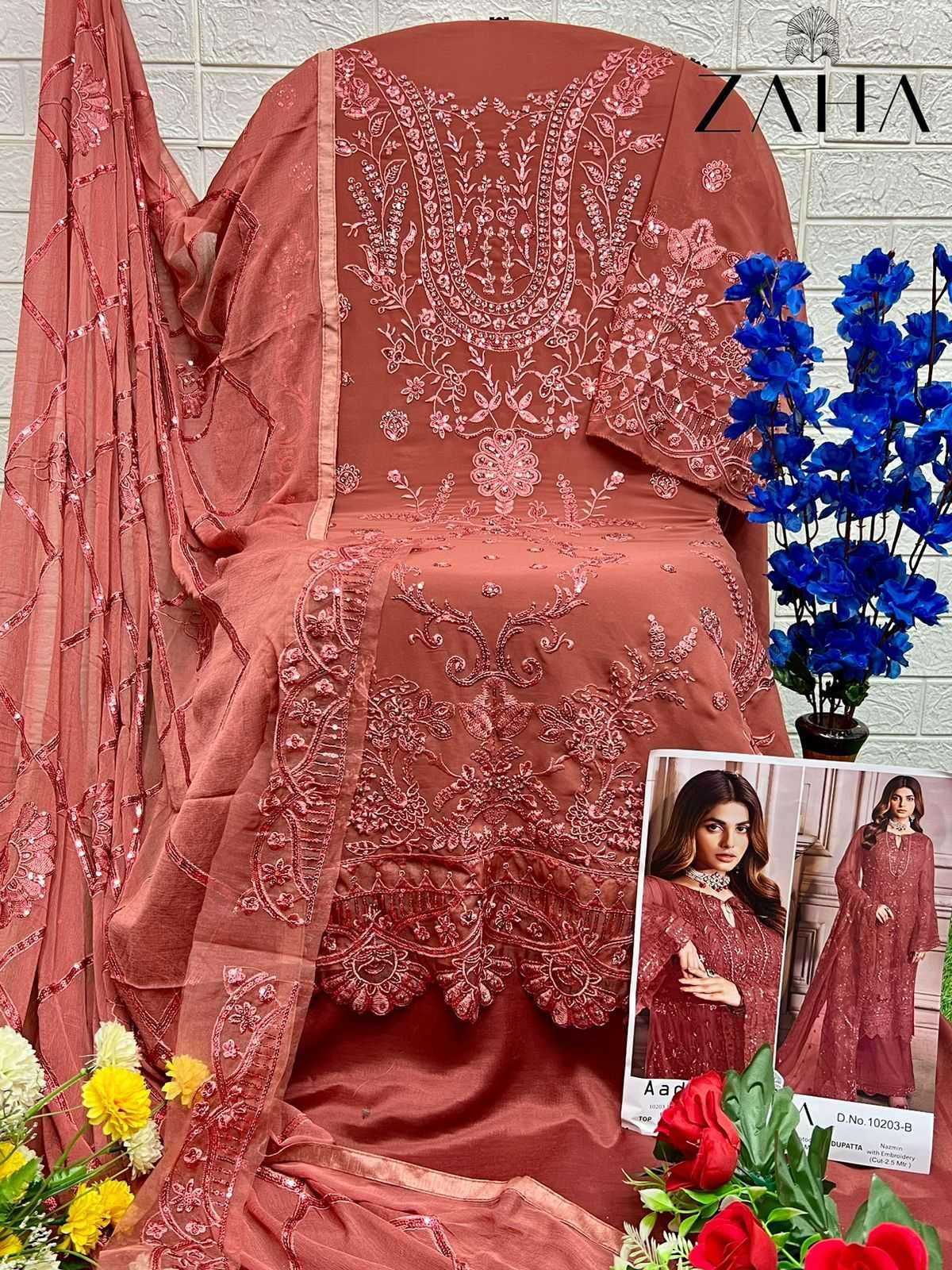 zaha aadab 10203 hits colors georgette suit