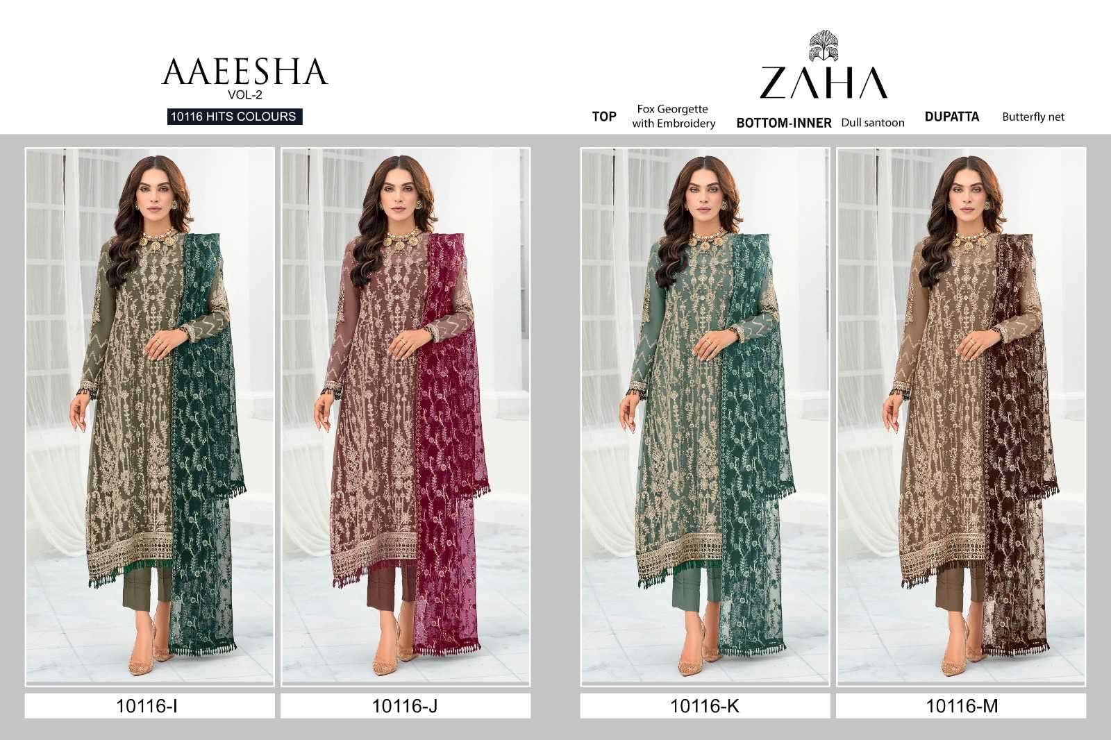 zaha aaeesha vol 2 10116 ijkl hits colors georgette suit 