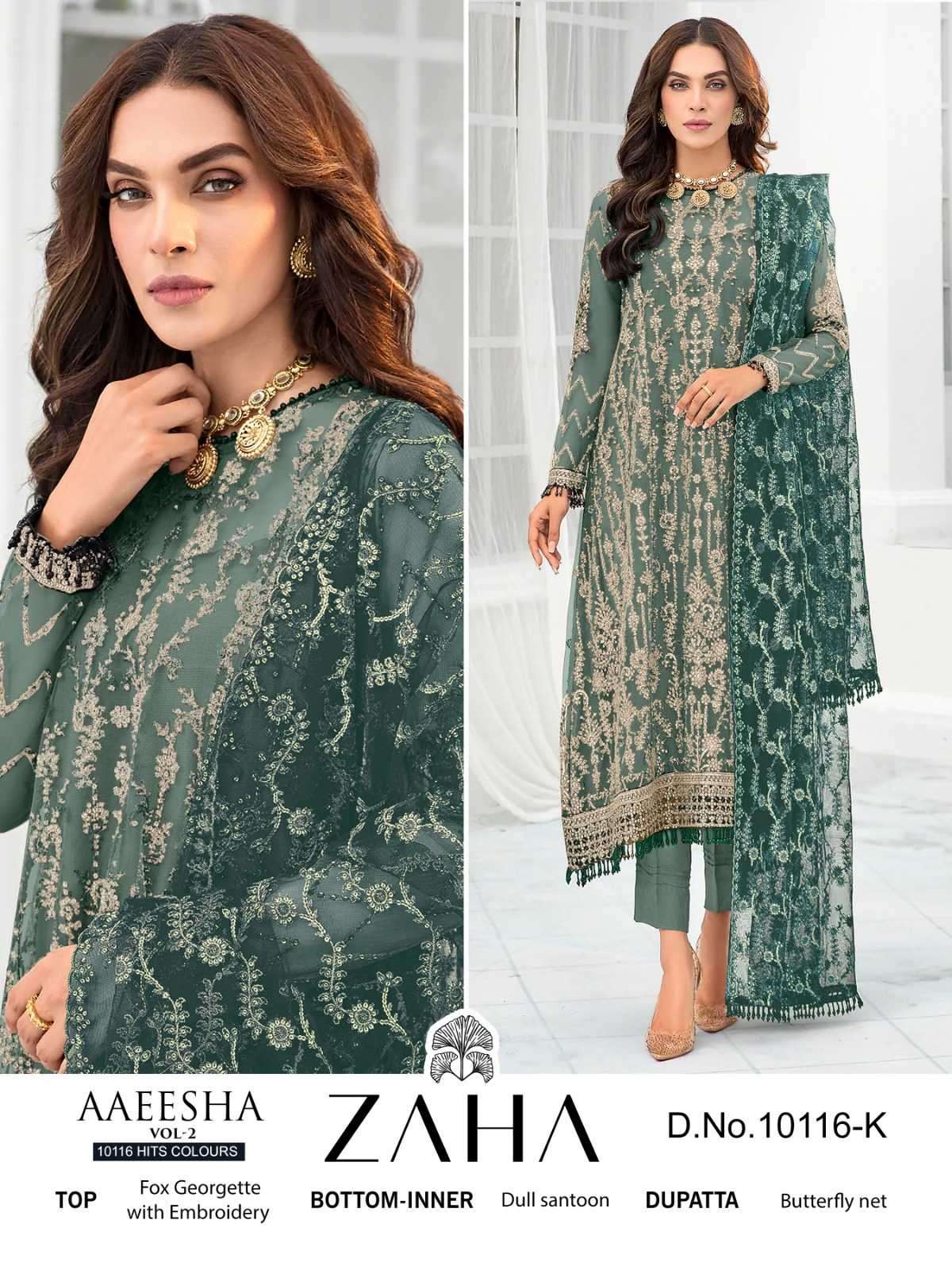 zaha aaeesha vol 2 10116 ijkl hits colors georgette suit 
