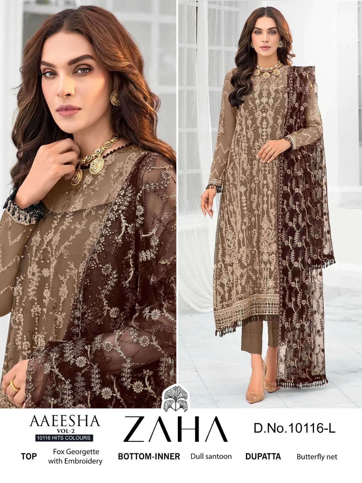 zaha aaeesha vol 2 10116 ijkl hits colors georgette suit 