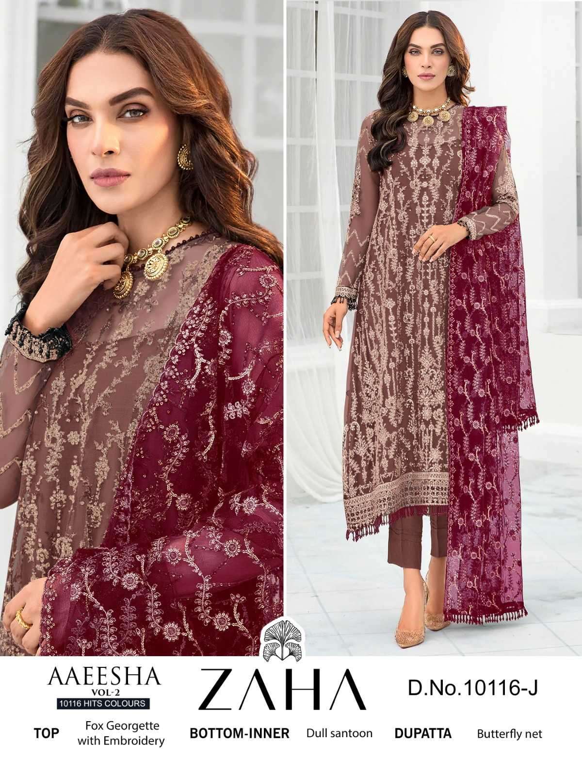 zaha aaeesha vol 2 10116 ijkl hits colors georgette suit 