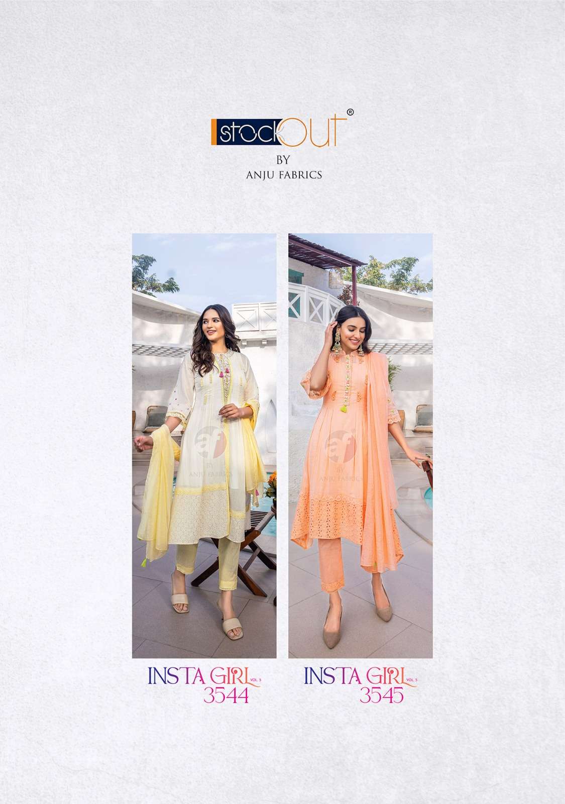 anju fab instagirl vol 5 series 3541-3455 pure mul cotton readymade suit 