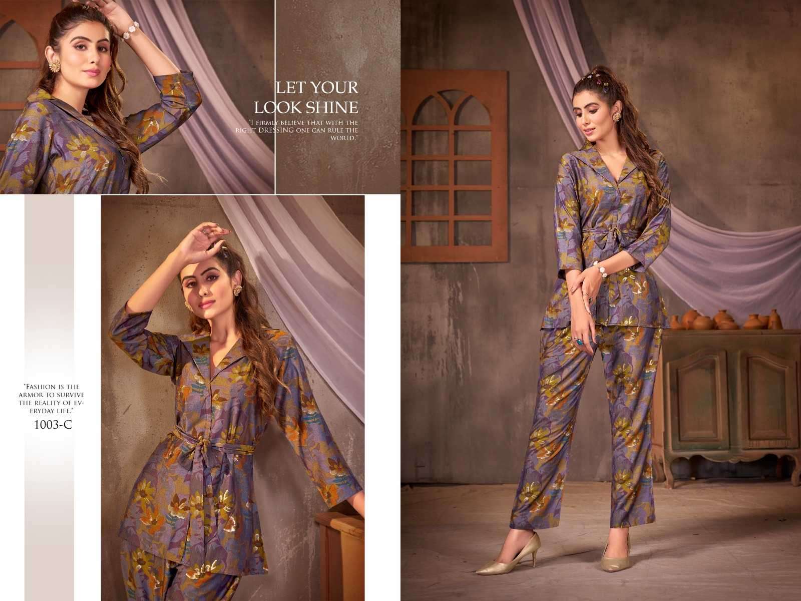 bipson kalarang 1003 Pure MUSLIN Foil Print Premium CORDSET
