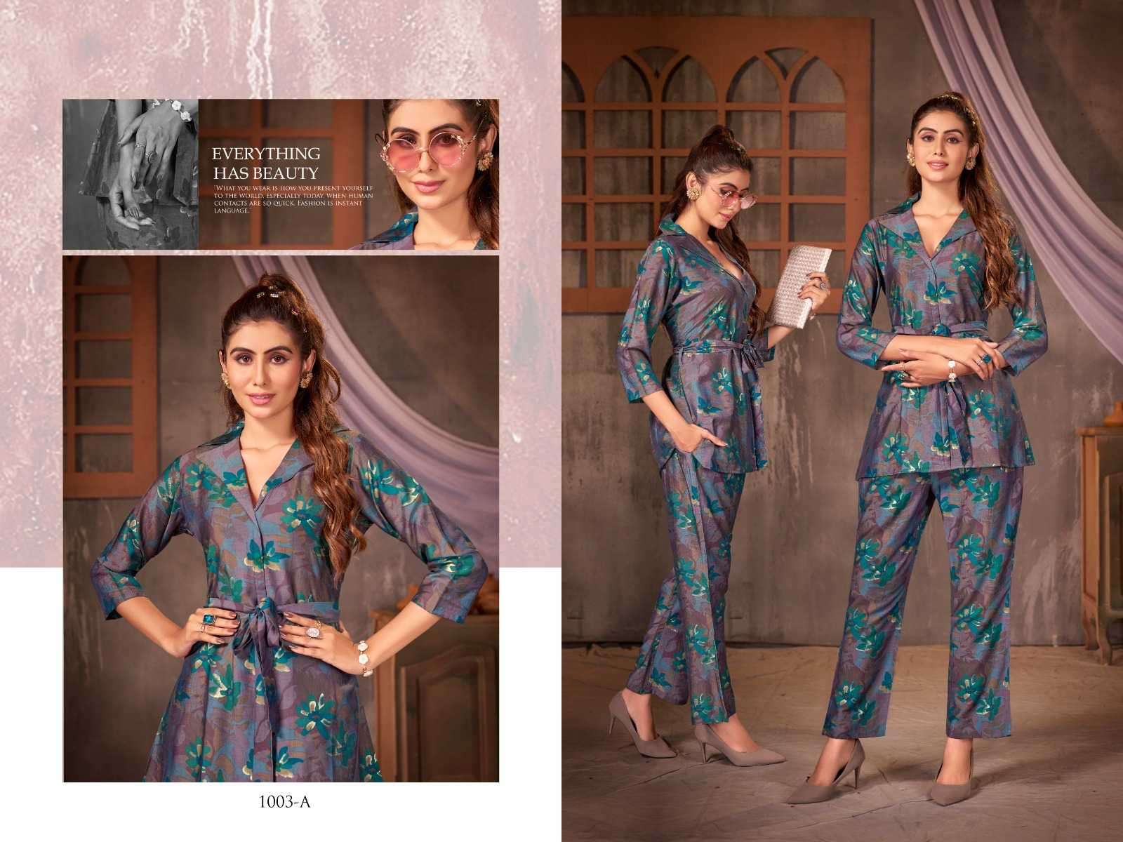 bipson kalarang 1003 Pure MUSLIN Foil Print Premium CORDSET