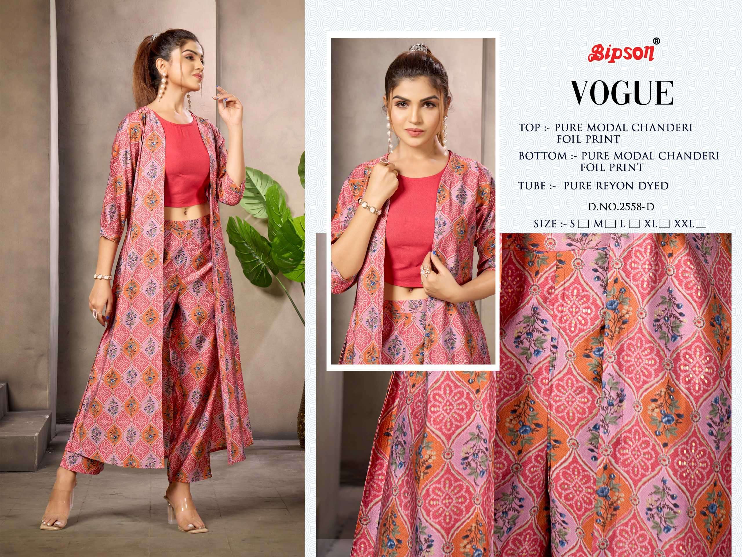 bipson vogue 2558 Pure Modal Chanderi Foil Print CORDSET