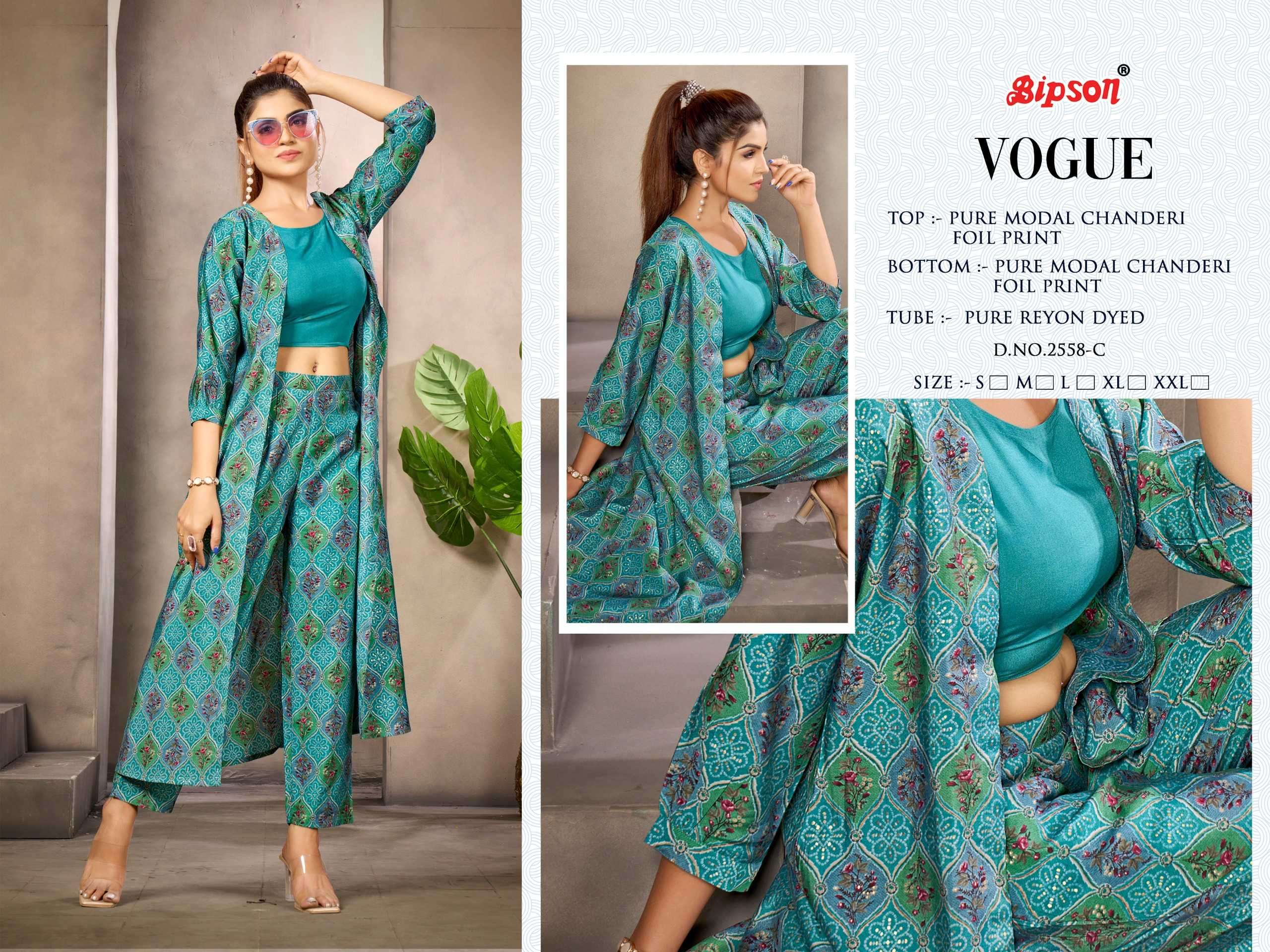 bipson vogue 2558 Pure Modal Chanderi Foil Print CORDSET