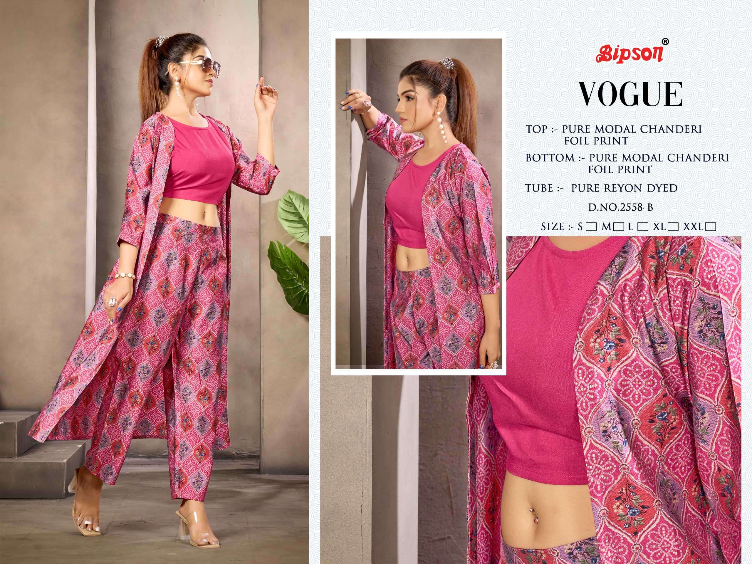 bipson vogue 2558 Pure Modal Chanderi Foil Print CORDSET