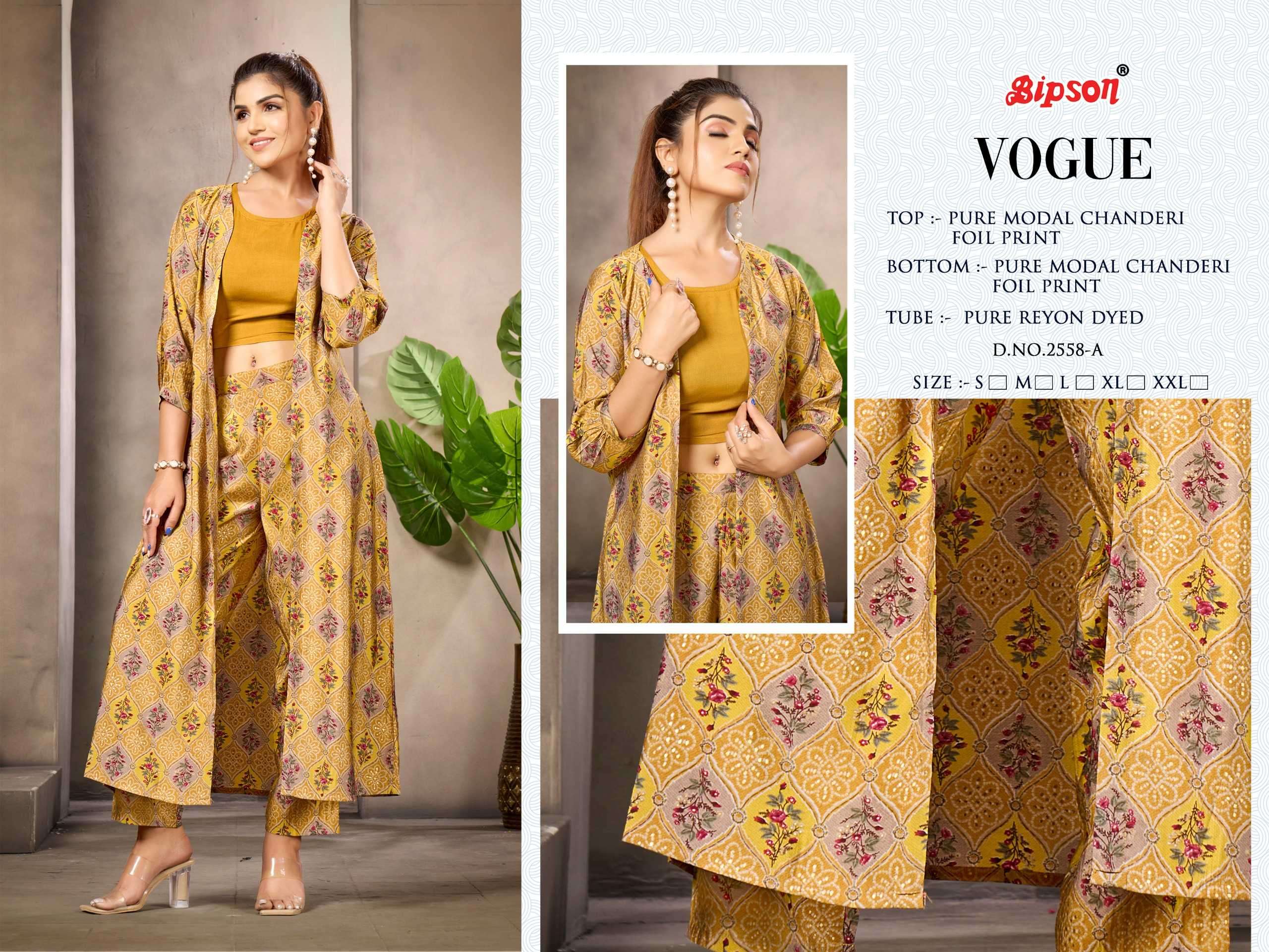 bipson vogue 2558 Pure Modal Chanderi Foil Print CORDSET