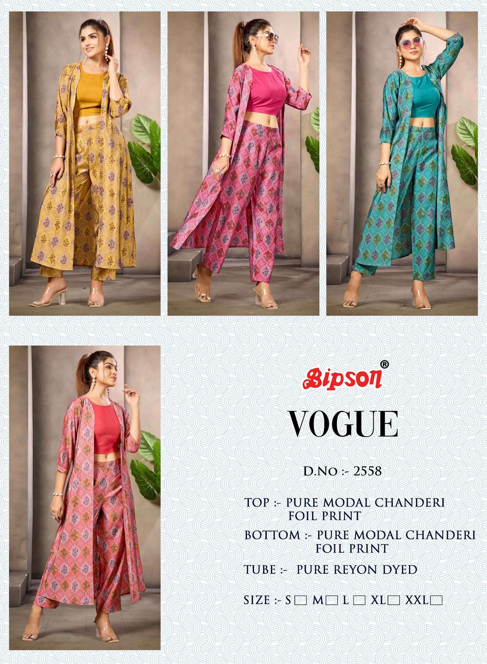 bipson vogue 2558 Pure Modal Chanderi Foil Print CORDSET