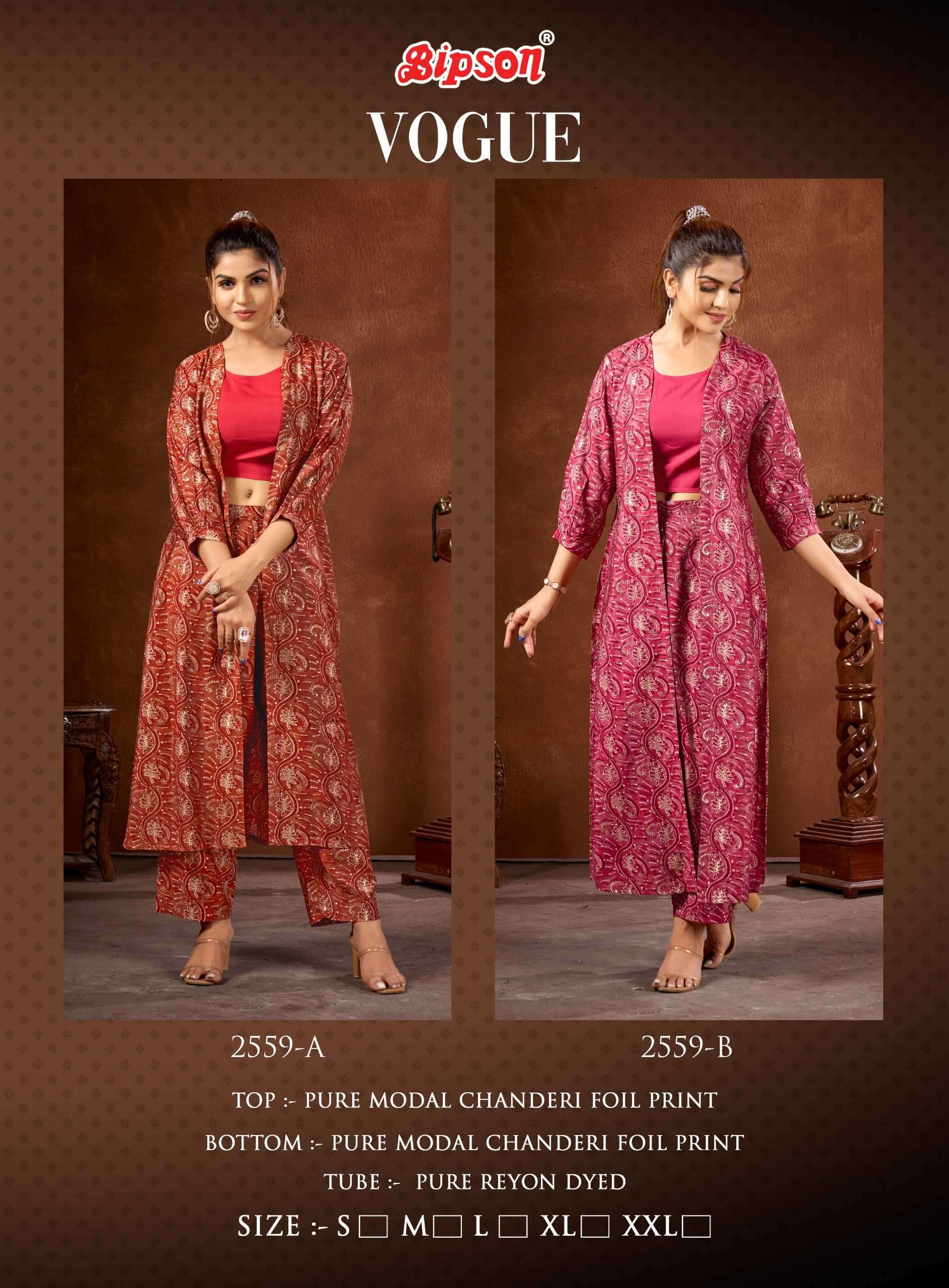 bipson vogue 2559 Pure Modal Chanderi Foil Print CORDSET 