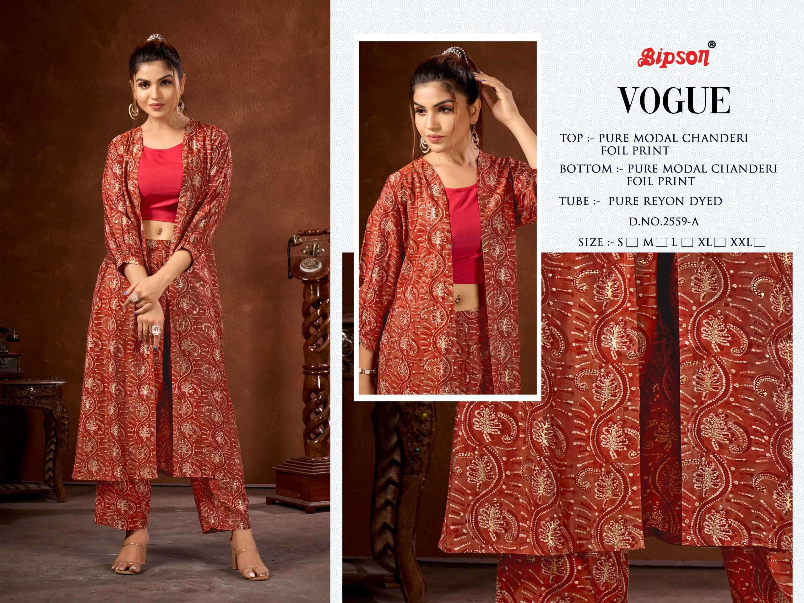 bipson vogue 2559 Pure Modal Chanderi Foil Print CORDSET 