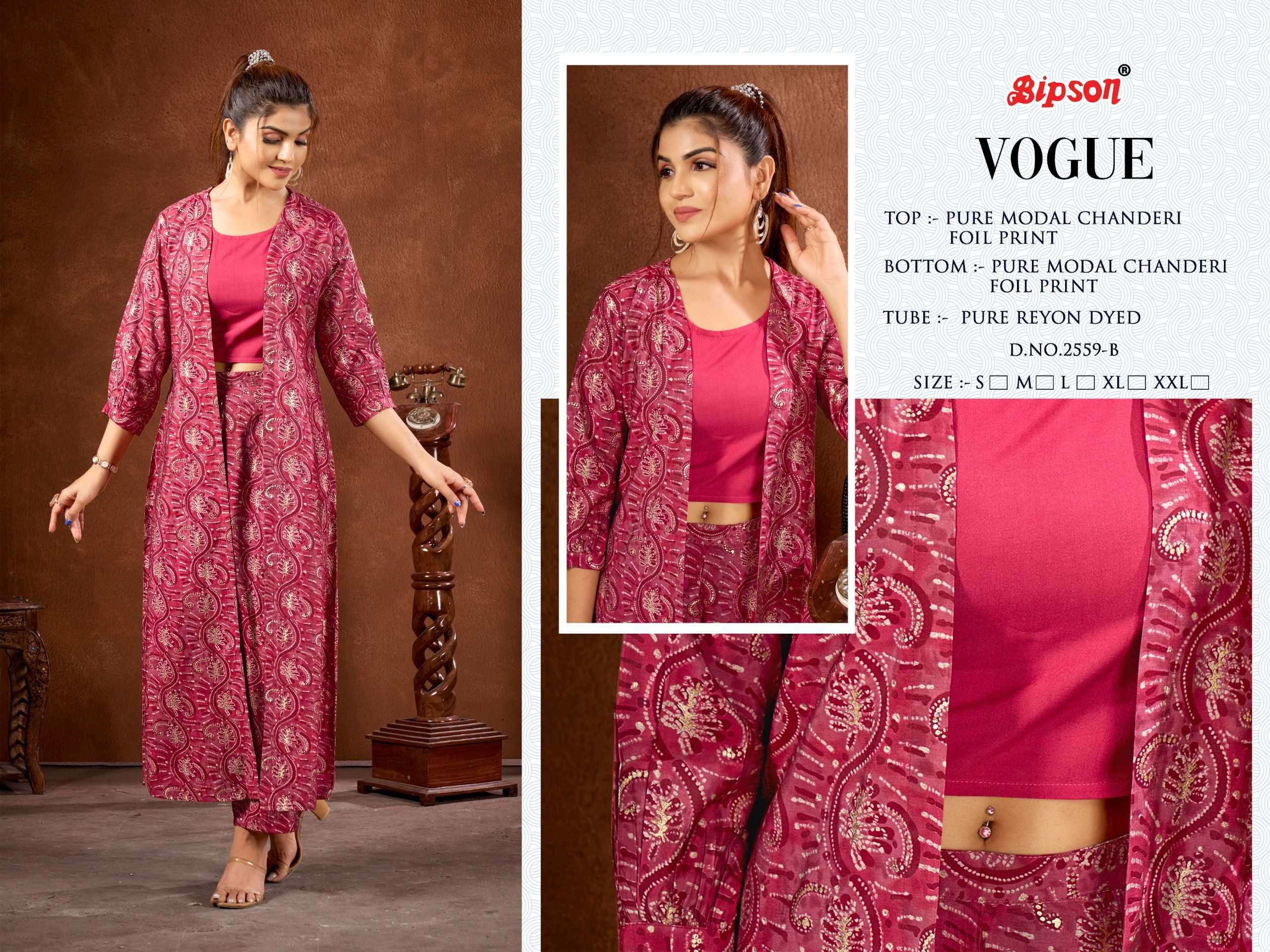 bipson vogue 2559 Pure Modal Chanderi Foil Print CORDSET 