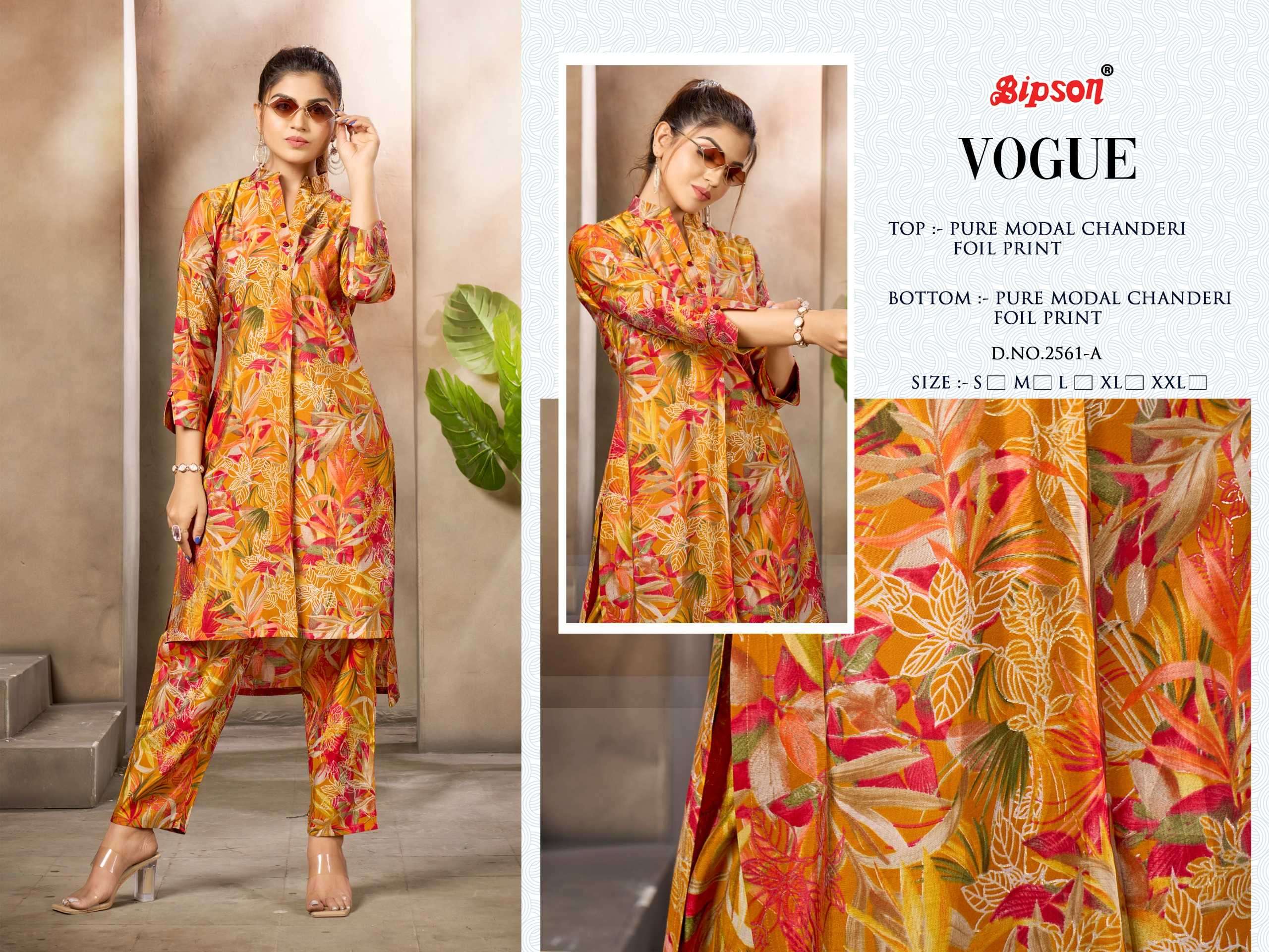 bipson vogue 2561 Pure Modal Chanderi Foil Print Premium CORDSET 