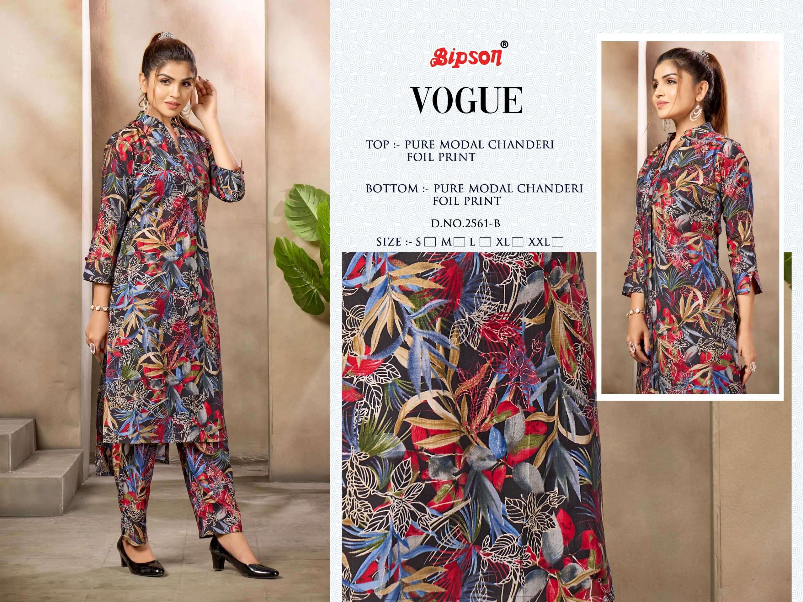 bipson vogue 2561 Pure Modal Chanderi Foil Print Premium CORDSET 