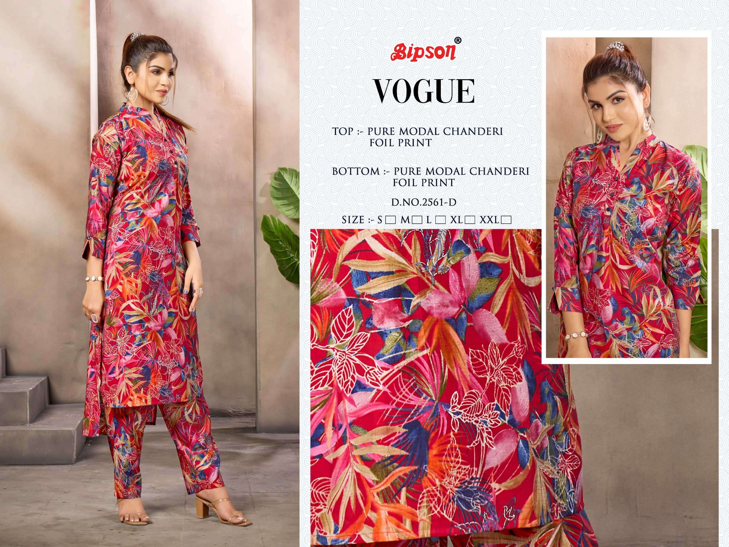 bipson vogue 2561 Pure Modal Chanderi Foil Print Premium CORDSET 