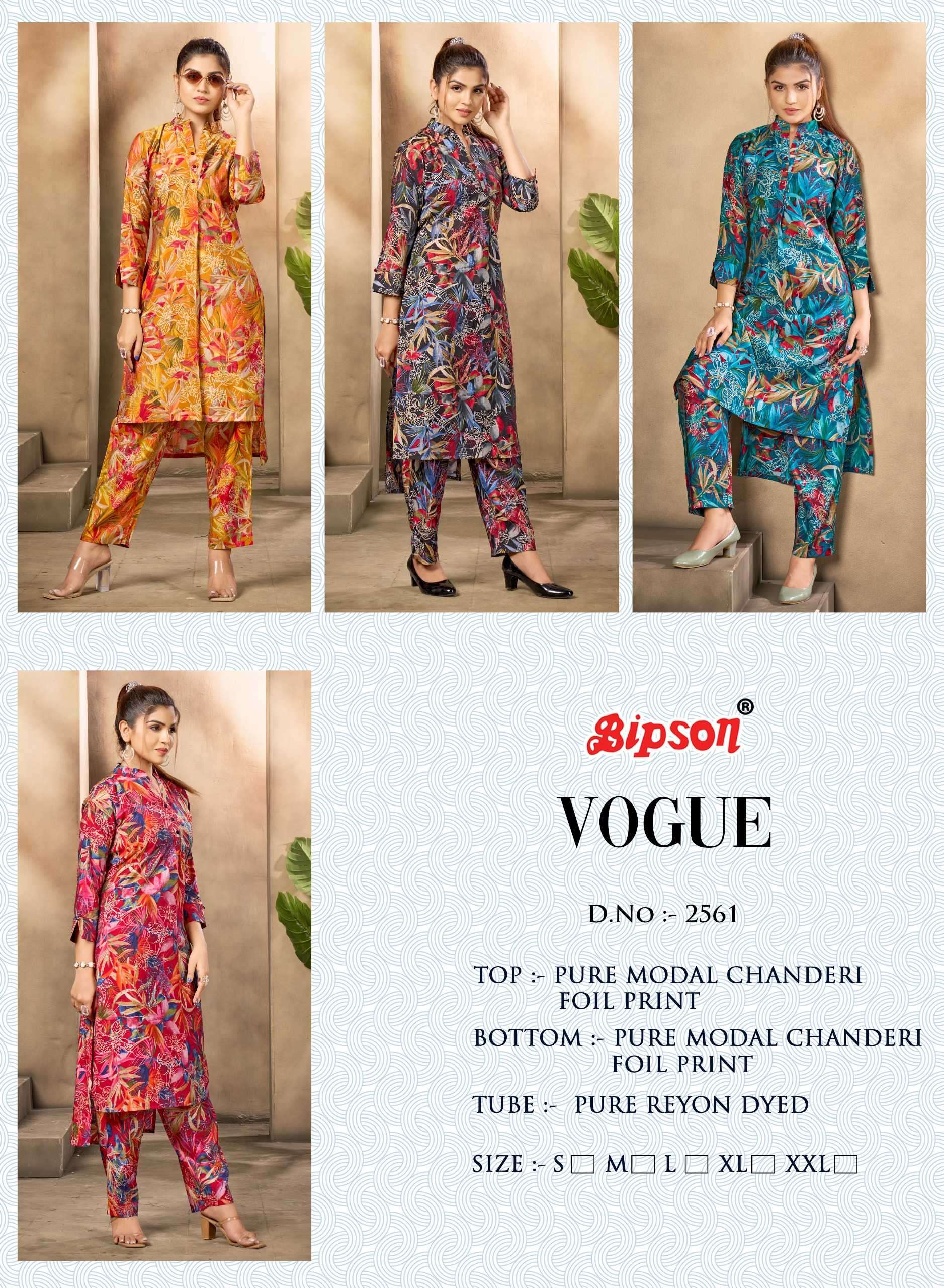 bipson vogue 2561 Pure Modal Chanderi Foil Print Premium CORDSET 