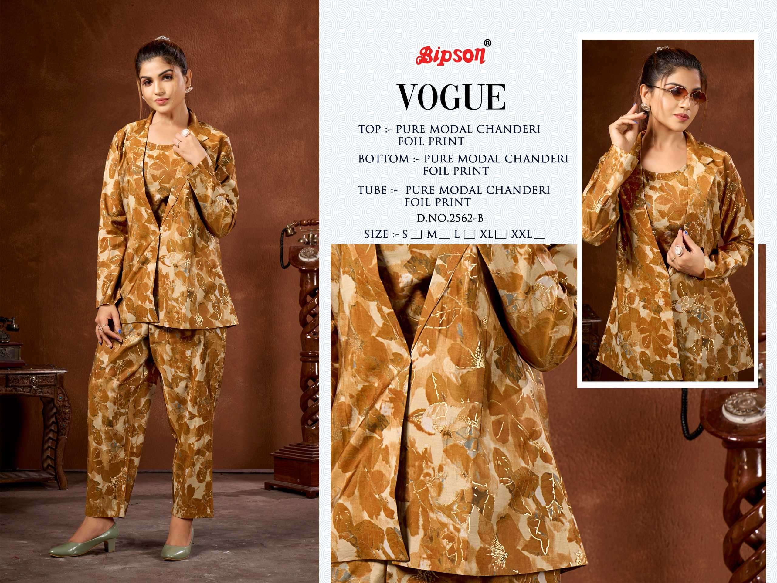 bipson vogue 2562 Pure Modal Chanderi Foil Print Premium CORDSET