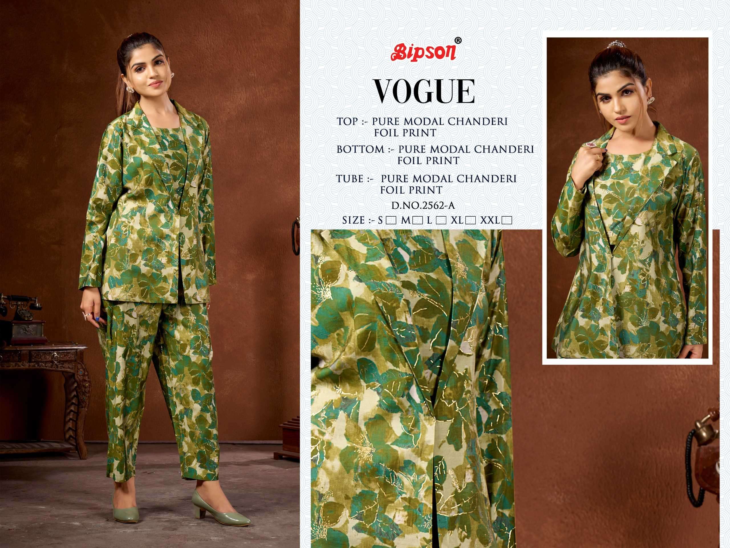 bipson vogue 2562 Pure Modal Chanderi Foil Print Premium CORDSET