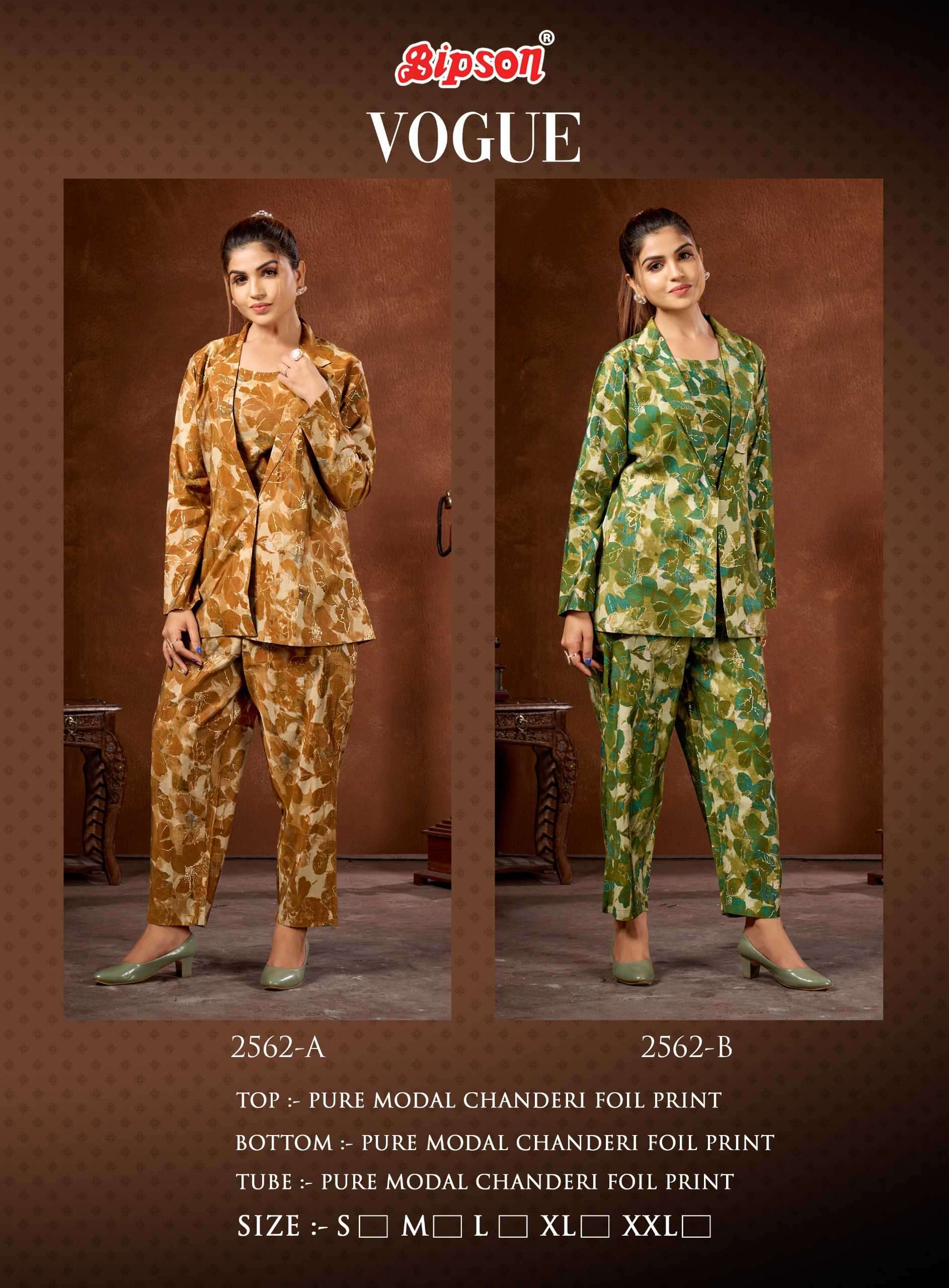 bipson vogue 2562 Pure Modal Chanderi Foil Print Premium CORDSET