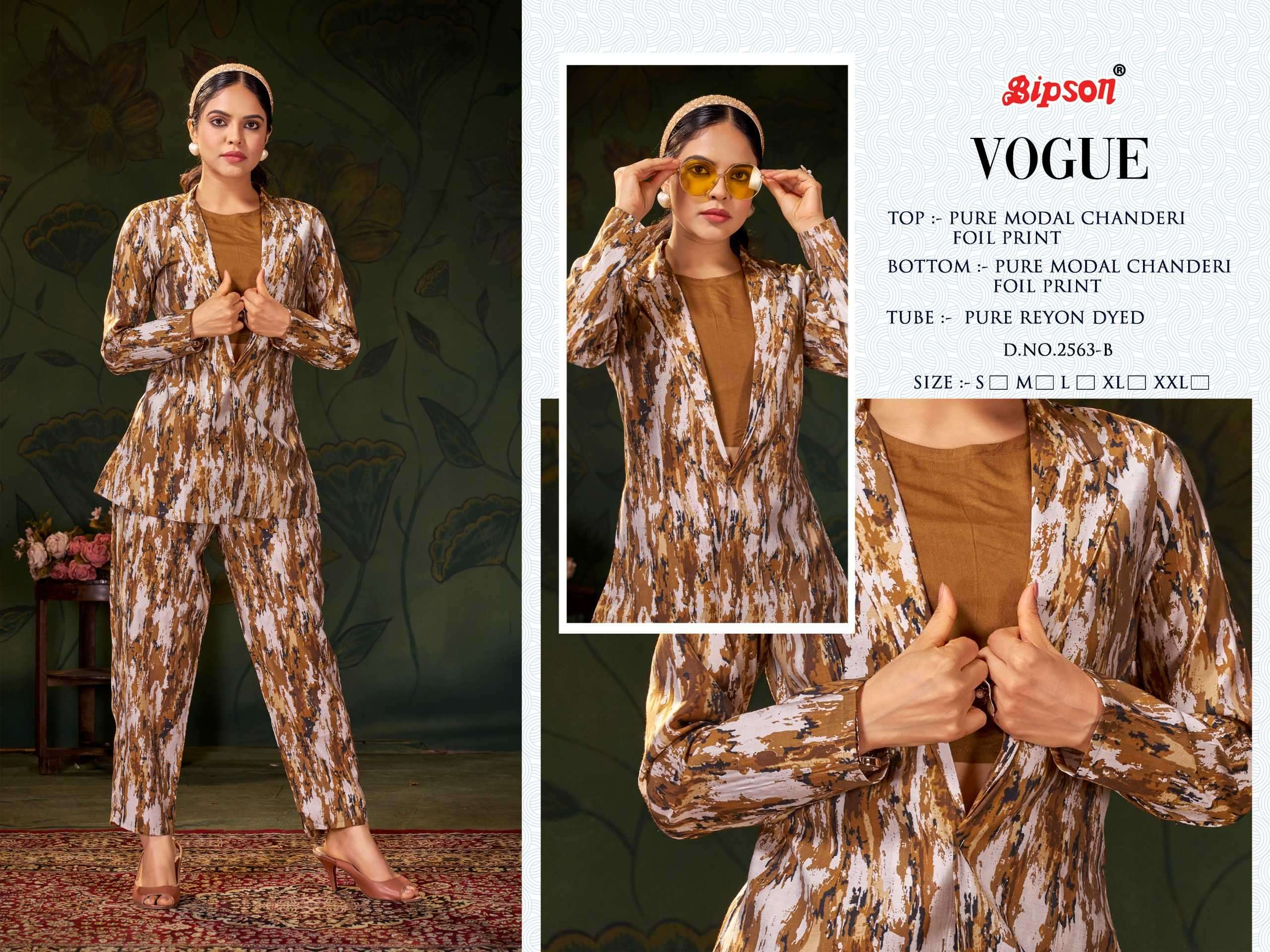 bipson vogue 2563 Pure Modal Chanderi Foil Print Premium CORDSET