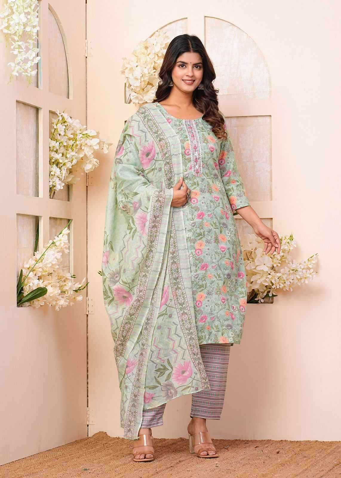 heritage cotton handwork cotton printed readymaade suit
