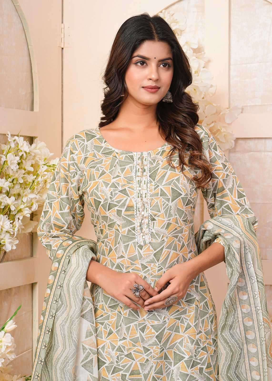 heritage cotton handwork cotton printed readymaade suit