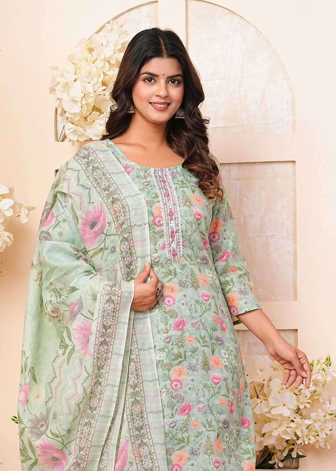 heritage cotton handwork cotton printed readymaade suit
