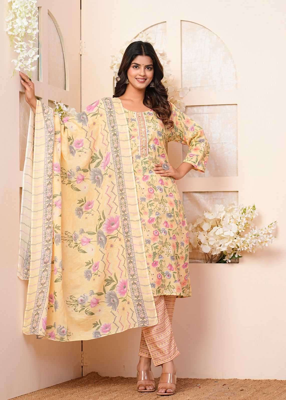 heritage cotton handwork cotton printed readymaade suit