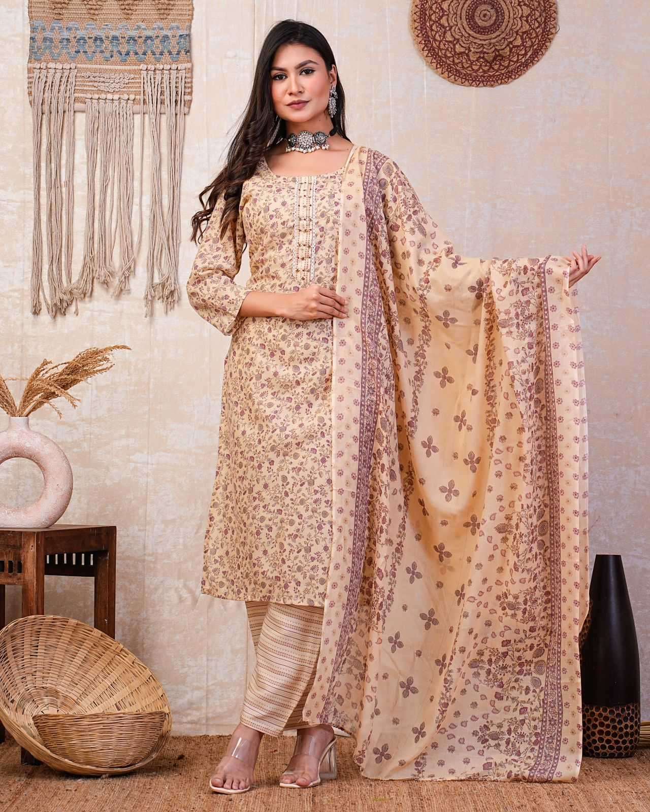 heritage cotton handwork cotton printed readymaade suit