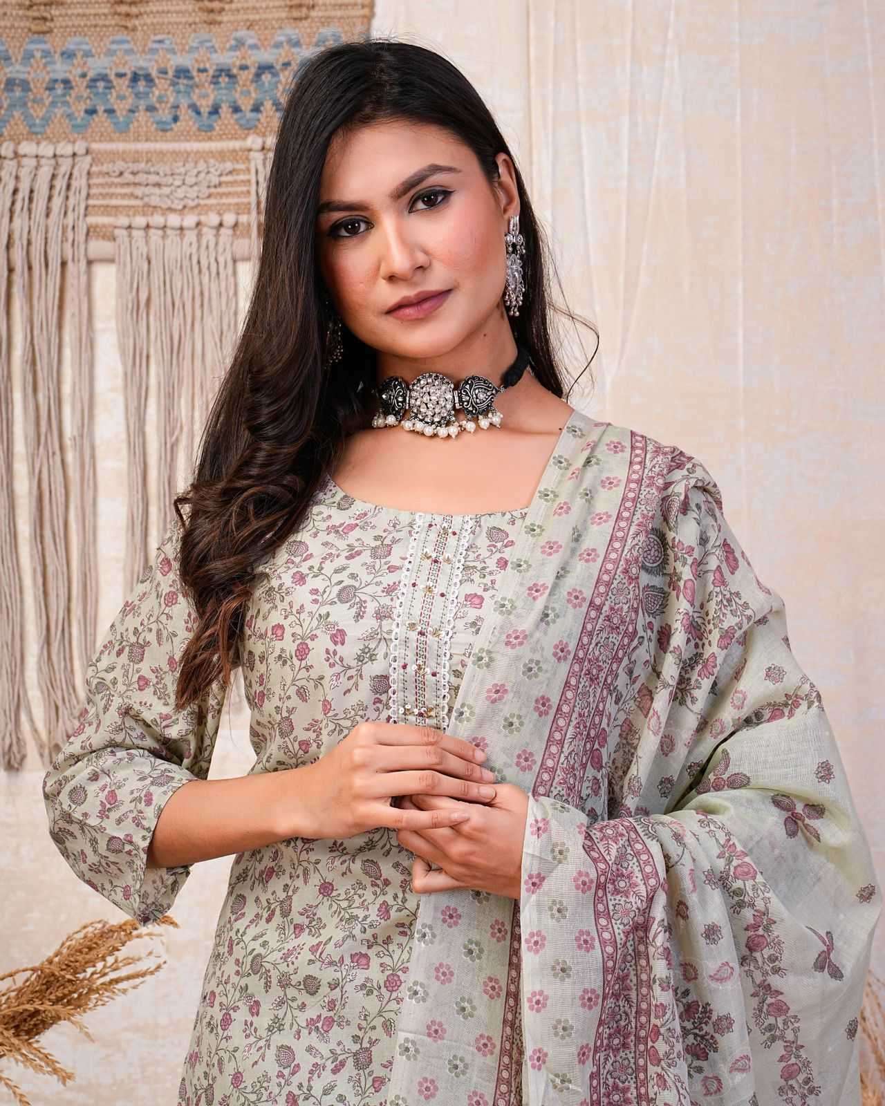heritage cotton handwork cotton printed readymaade suit